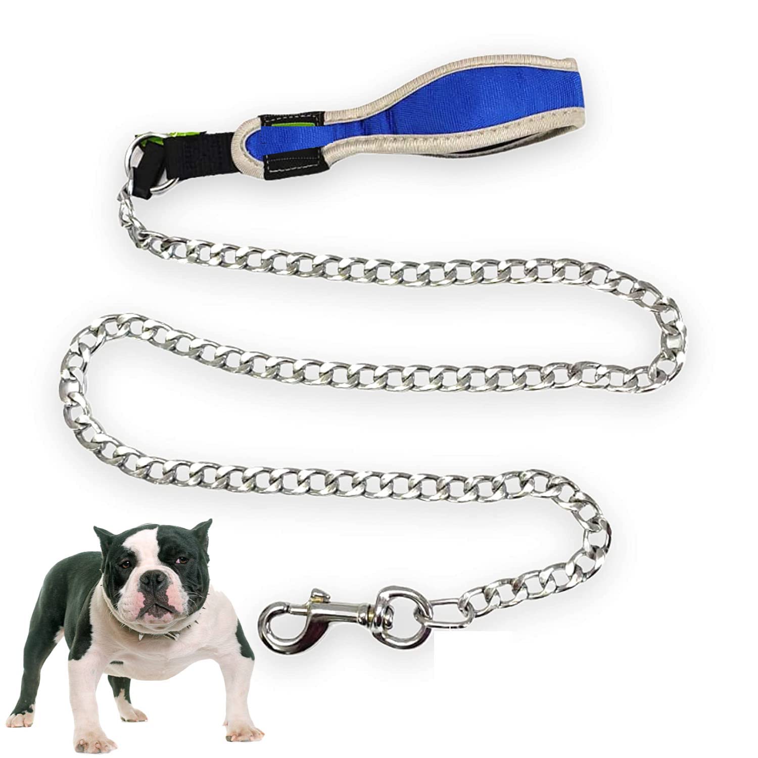 Pet Me Premium Extra Heavy Duty Dog Chain Leash,Perfect Metal Dog Leashes with Soft Padded Handle for Large & Medium Size Pets Walking,6ft Available in Various Thickness (3.5MM, Blue) (B0B82W9HNH) Amazon Price History, Amazon Price Tracker
