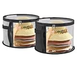Xadoruw 2-Pack Hat Storage Containers, Round Clear Organizer Box with Zipper, Black & Grey
