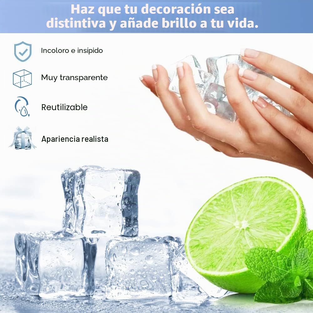 THATSRAD 60 PZS Cubitos de Hielo Reutilizables Transparentes 2cm Cubitos de Hielo de Acrílico Cubitos de Hielo Falsos Reutilizable de Cubo Hielo Falso para Artificiales, Fotografia, Decoración de Boda