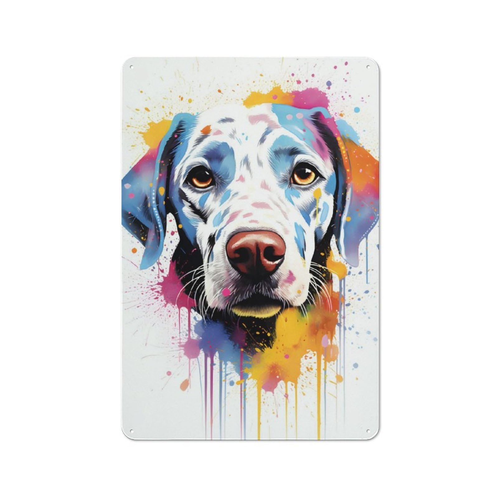 Junmoney Colorful Dog Splatter Vintage Tin Sign 30X20cm With For Workshop Wall, For Makers And Diy Enthusiasts, For Retro Home Interiors