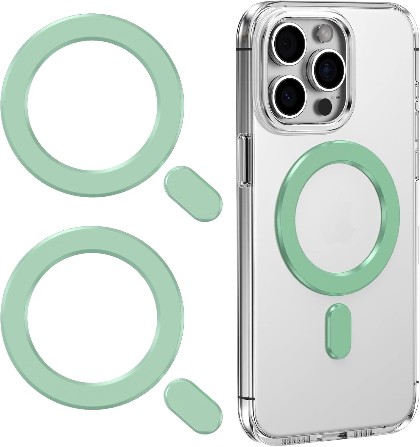 Product image of for MagSafe Sticker, 2 PCS Magnetic Ring for Phone Case, Universal Adapter Ring Compatible with Magsafe Accessories & Wireless Charging for iPhone 17/16/15/14/13/12/11, Galaxy S25/S24 (Green)