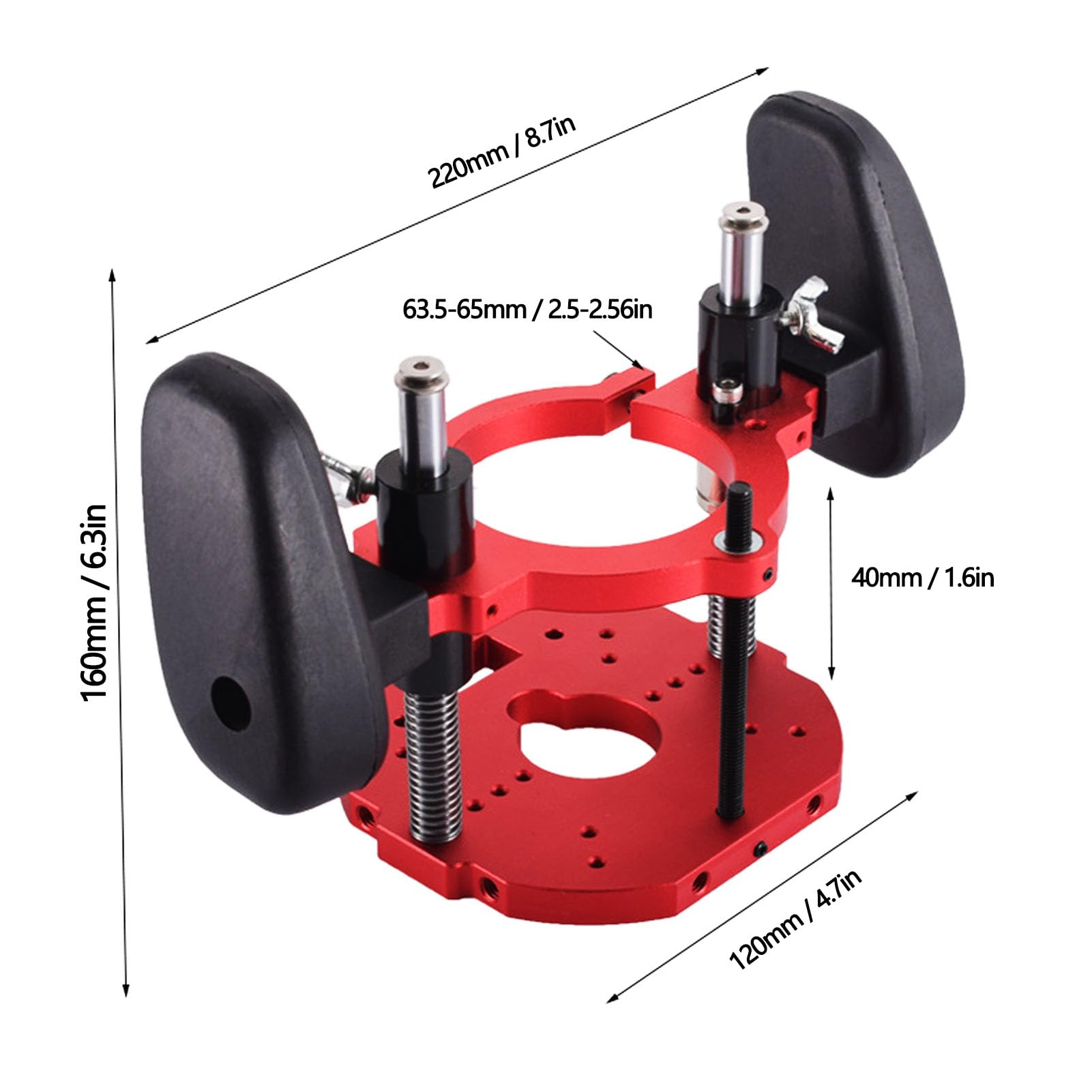 Fockety Podnośnik Routera, Regulowany Skok 40 Mm Podnośnik Stołowy Routera ze Stopu Aluminium, Wytrzymały z rączką Podstawa Mocująca do Obróbki Drewna Przycinanie Wiercenie Rowków