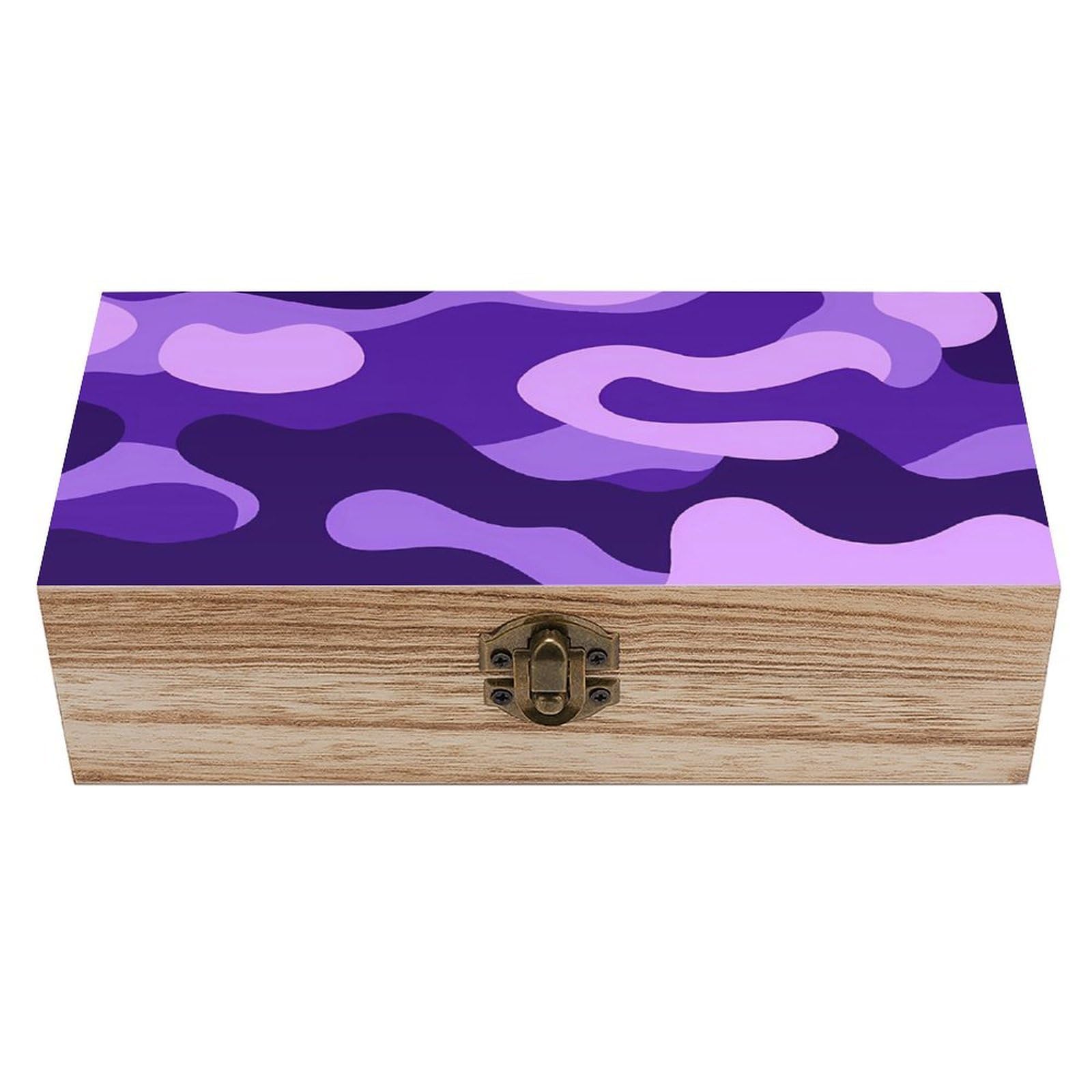 HLBSDM Purple Camouflage Retro Wooden Storage Box Jewelry Art Gift Boxs Decorative Keepsake Boxes