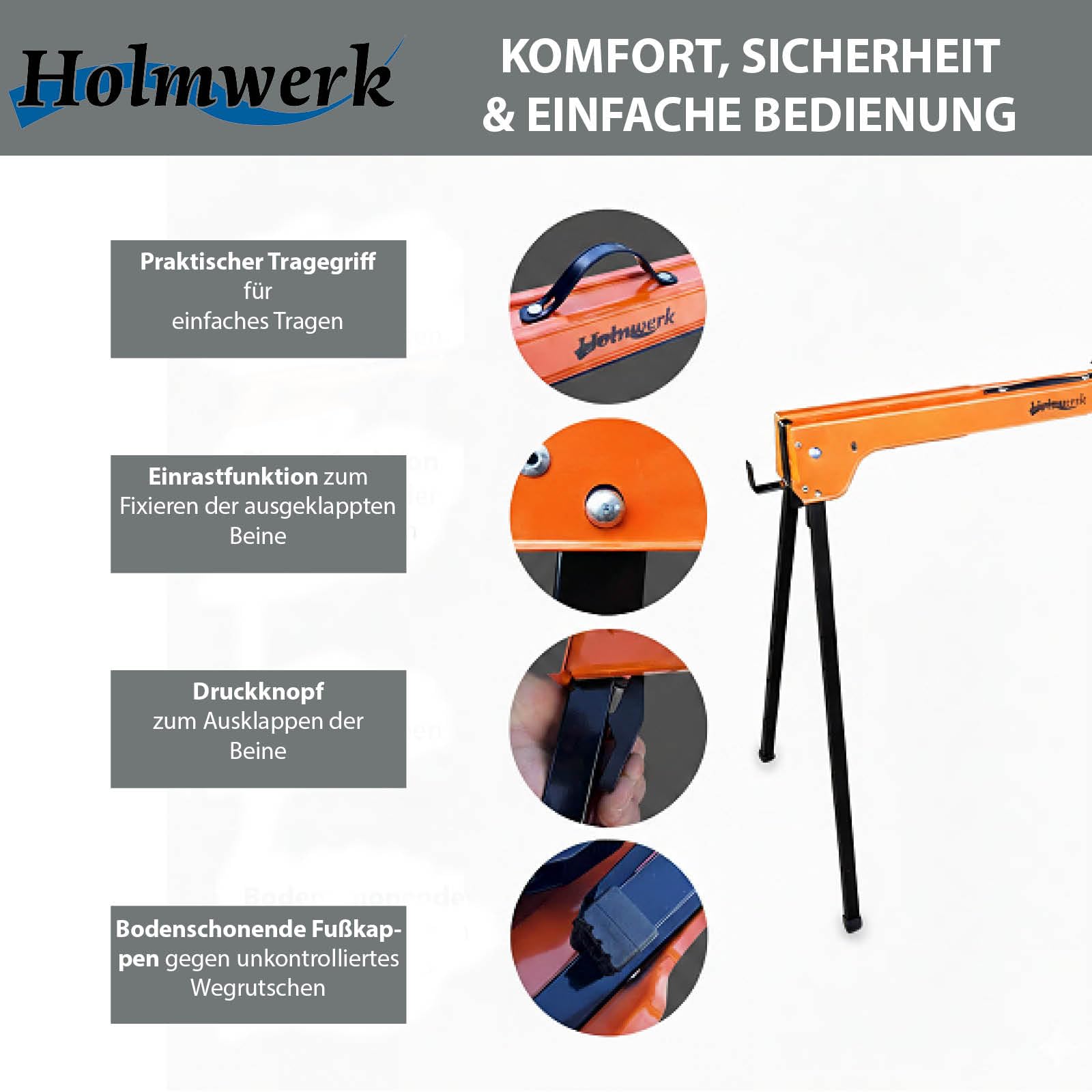 Stahl Sägebock Arbeitsbock klappbar 2er Set Werkbock Traglast 1000kg/ Paar Gerüstbock robuste Sägehilfe Sägepferd Sägebock mit Griff Gerüstbock für Holzbearbeitung