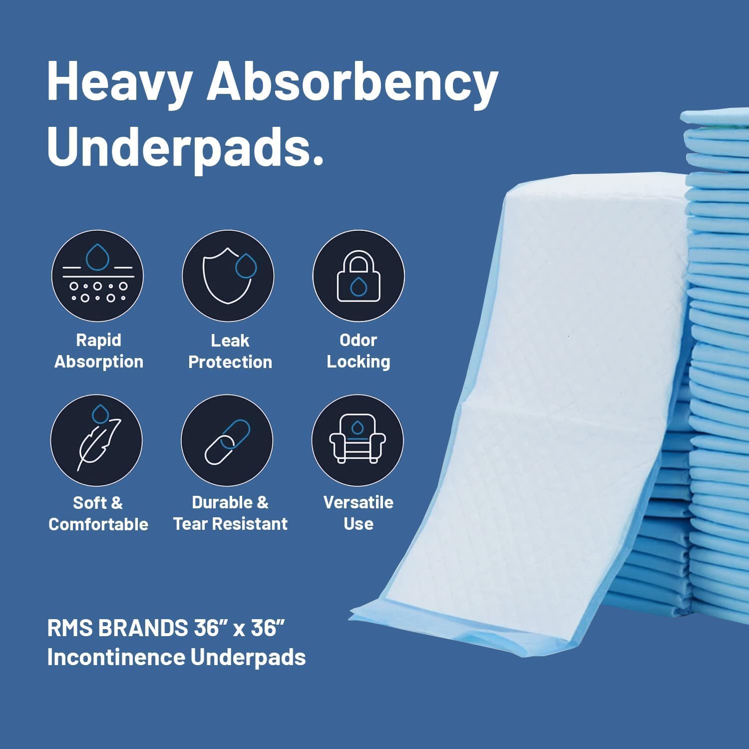 Almohadillas desechables de 36 x 36 pulgadas, ultra suaves, protección de 6 capas, 8 g, a prueba de fugas, 80 g, almohadillas de cama para incontinencia pesada para bebés, niños, adultos y