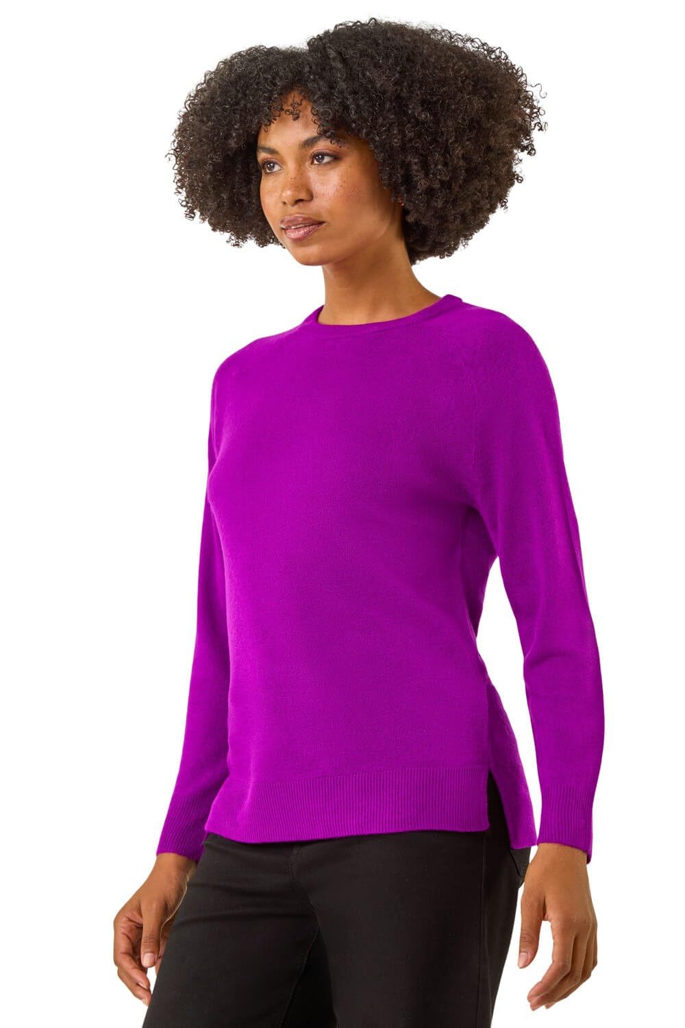 Roman Women's Magenta Plain Soft Crew Neck Jumper In | : Size 18
