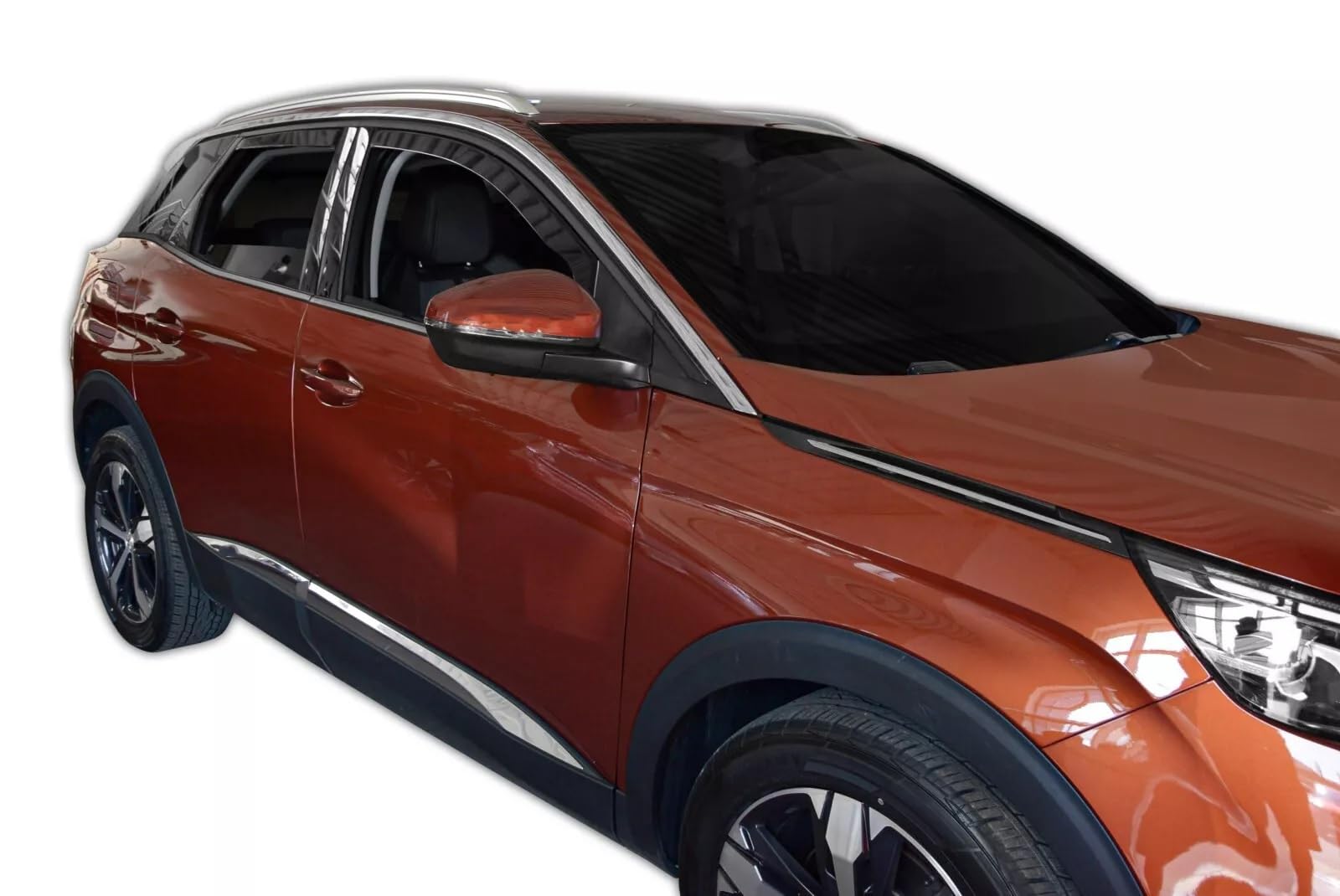 Kit 4 Deflettori Aria Nero Fumé Trasparento Antivento per Finestrini Laterali Anteriori e Posteriori Compatibile con Peugeot 3008 II 2017-2024