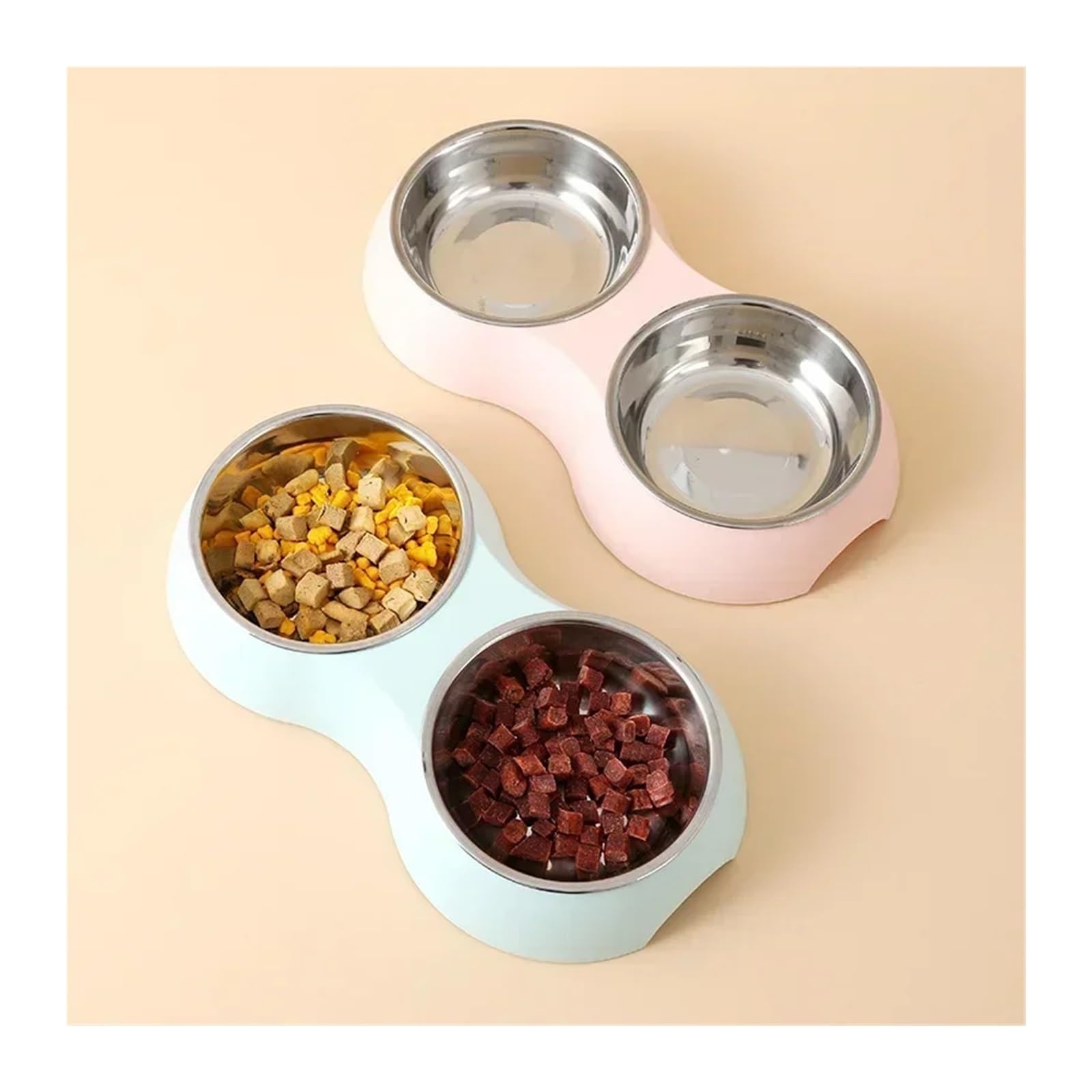 Generico Cuencos Dobles for Mascotas, alimentador, Plato for Beber de Acero Inoxidable, Accesorios for Perros(Green)