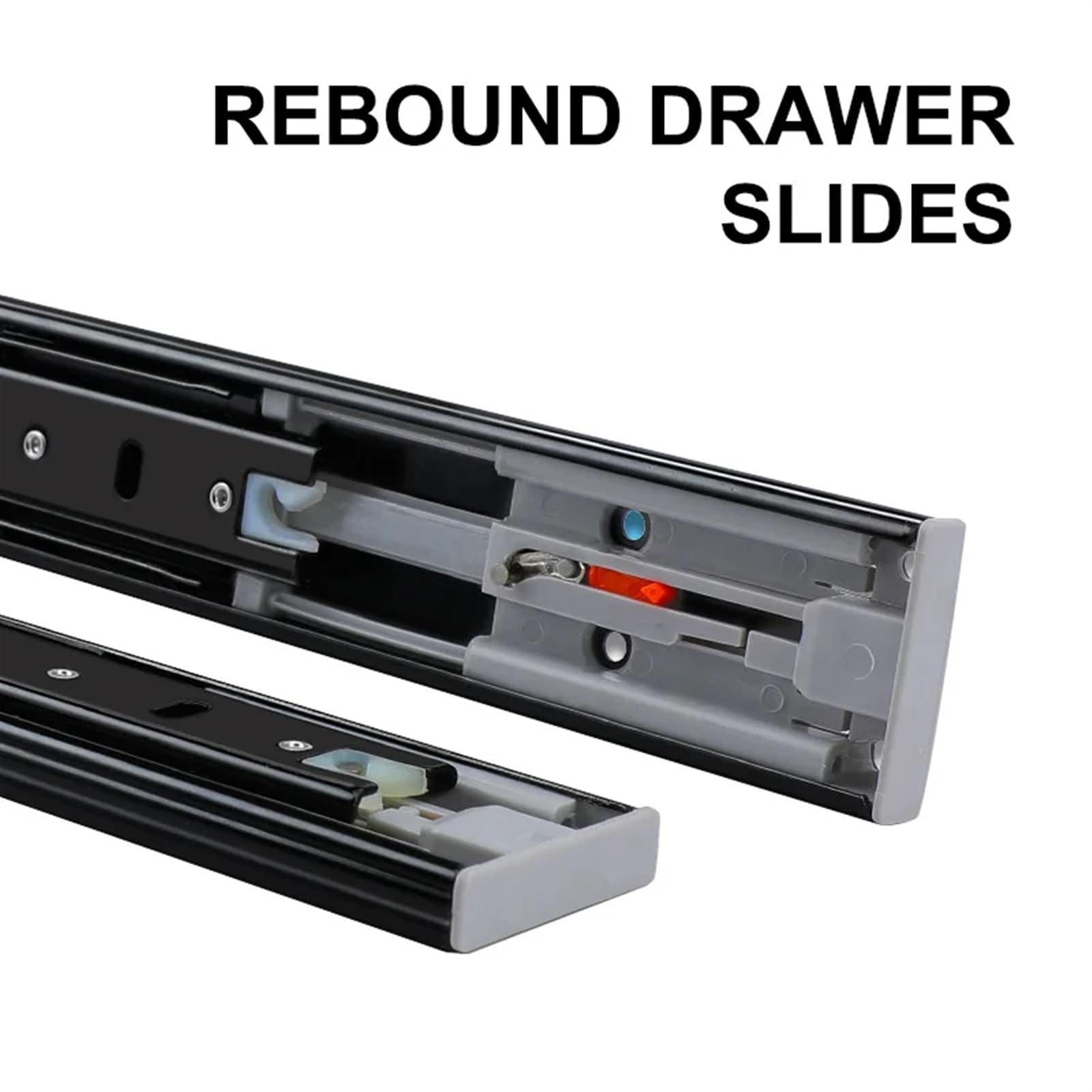 Guide Per Cassetti 45mm Push-open Drawer Slides Mute Track Rebound Three-Section Rail Hardware Accessories per cassetto(22 inch (55cm))