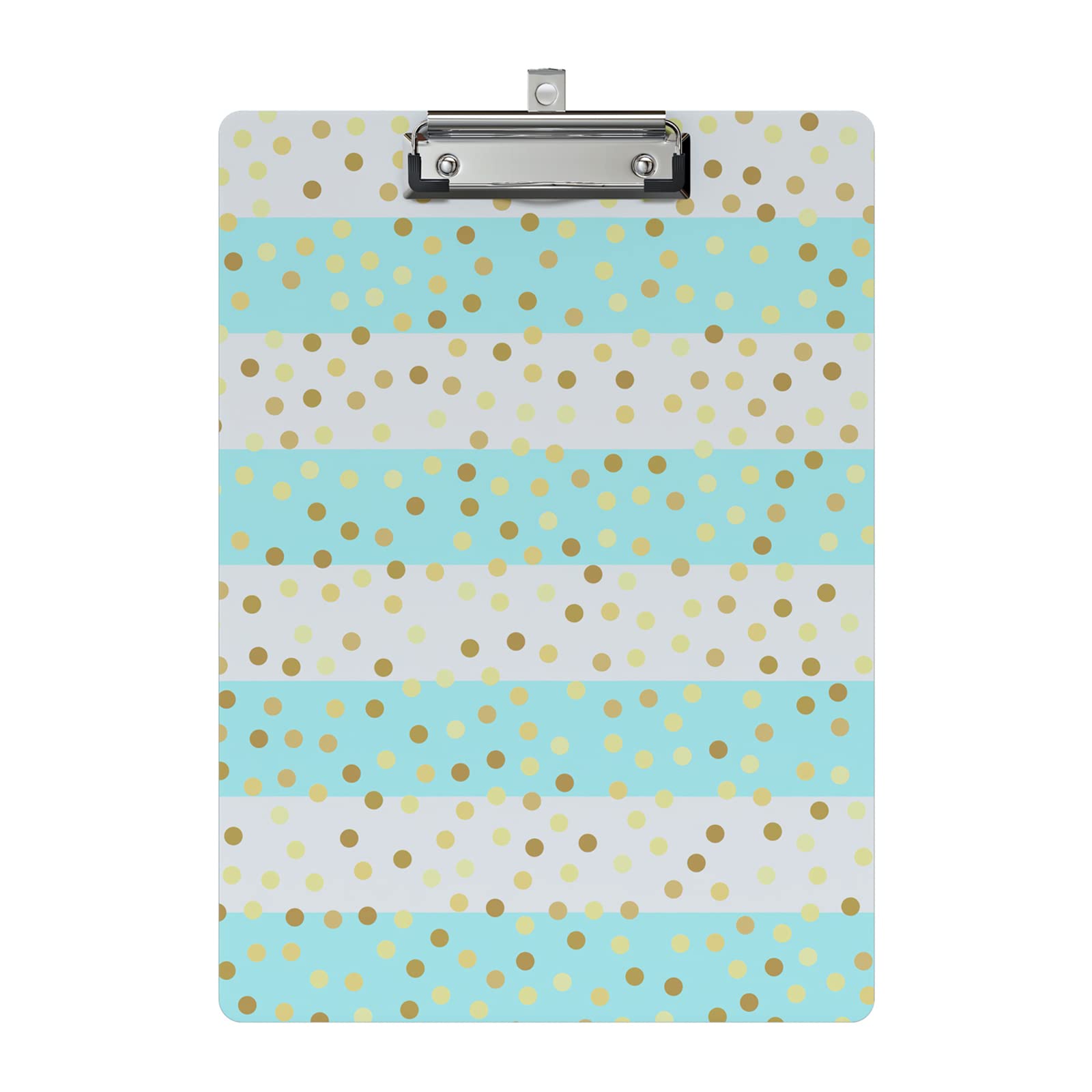Cute Clipboard Wood Design Decorative A4 Letter Size Clipboards for Office, Standard Size 9" x 12.5" with Low Profile Metal Clip - Striped Spots