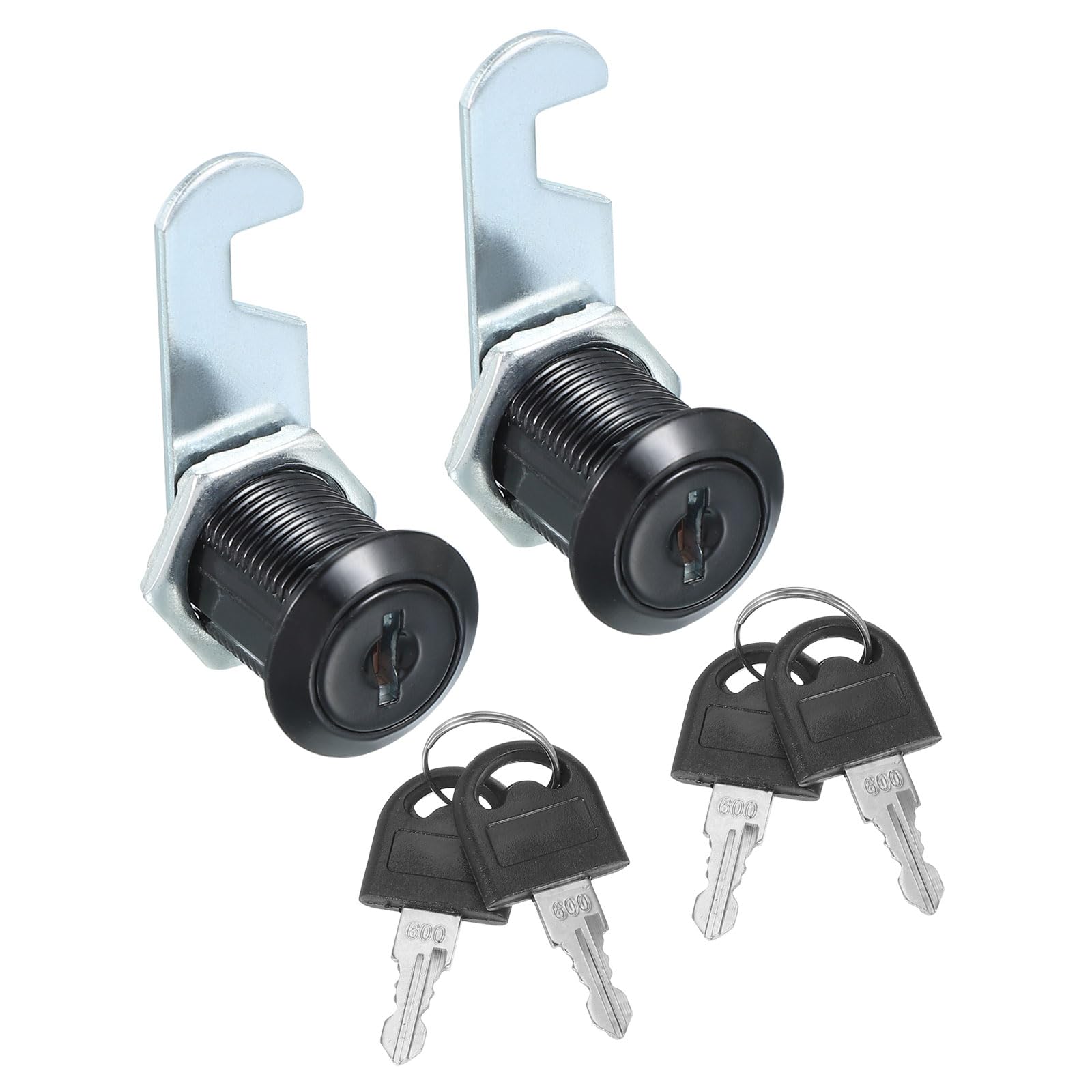 sourcing map 2 Pcs 3/4" Keyed Alike Cabinet Cam Lock with Key Tubular Locks Black