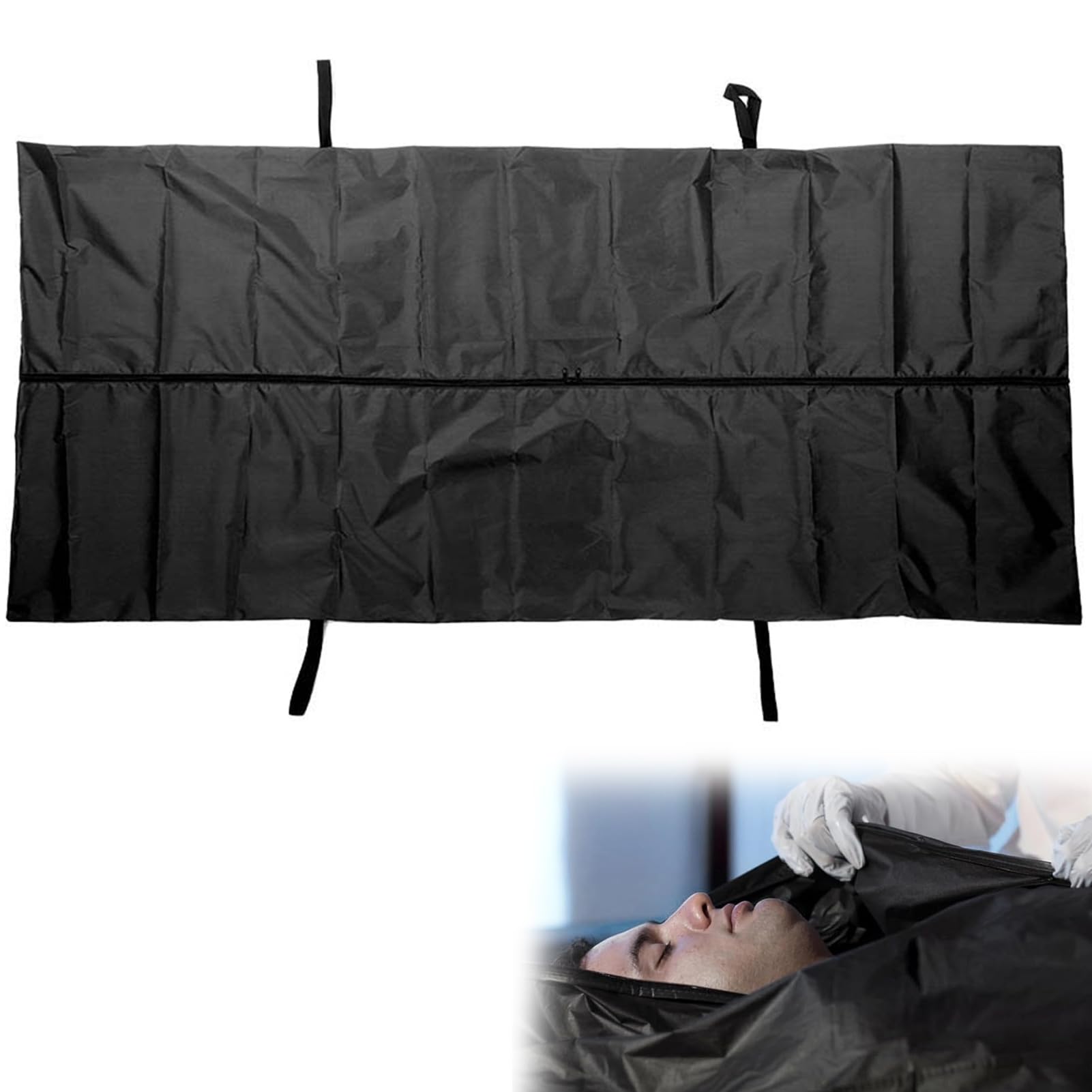 Agatige Civière de Stockage et de Retrait D'urgence pour Sac Mortuaire, Imperméable Nacelle Légère pour Animal Domestique avec 4 Poignées de Transport Fournitures Funéraires(Noir)
