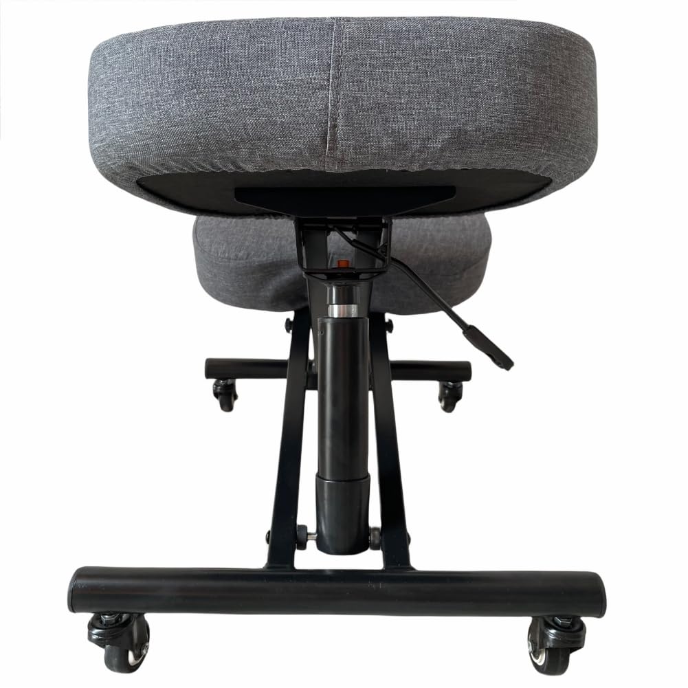 BLACK POINT O'kneel Basic Siege Assis Genoux en Lin pour Le Bureau et la Maison. Chaise de Bureau Ergonomique (L'ensemble Comprend Une Housse de Chaise Gris) Siege Ergonomique pour Le Travail