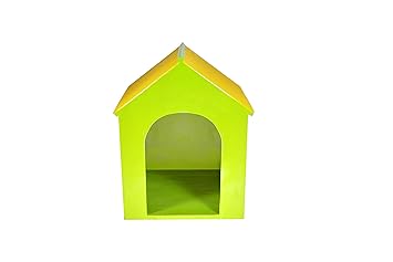 IiLio Pre-Assembled Classic Wooden Spacious & Portable Indoor Dog House Cabin Without Door - Water Resistant Perfect Furniture for Your Pet (Large - 20? X 20? X 27?, Blue & Pink)