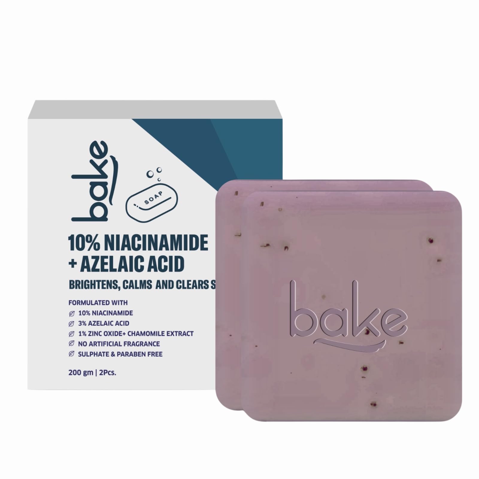 BAKE 10% Niacinamide + 3% Azelaic Acid Scrub Treatment Soap (200 Gms Pack of 2) for Body & Back Acne, Reduces Strawberry Legs | Fades Dark Spots | Non Drying Formula | Soap For Men & Women | 100g x 2-picture-11