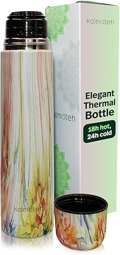 KALMATEH Termo de yerba mate moderno y elegante, aislado al vacío y doble pared de acero inoxidable 188, sin BPA, termo diseñado para su uso con