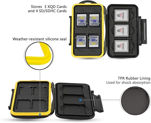 Miniatura 2 de JJC Estuche de lujo para tarjetas de memoria XQD Cfexpress tipo B SD SDXC SDHC con 7 ranuras para 3 XQDCfexpress Tipo-B y 4 SD, funda de viaje con