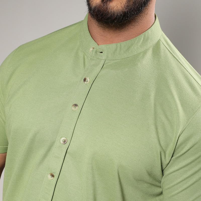 Image of Instafab Plus Men's Shirt for Casual Wear | Spread Collar | Short Sleeve | Button Closure | Plus-Size Fit | Cotton Shirt Crafted with Comfort Fit for Everyday Wear