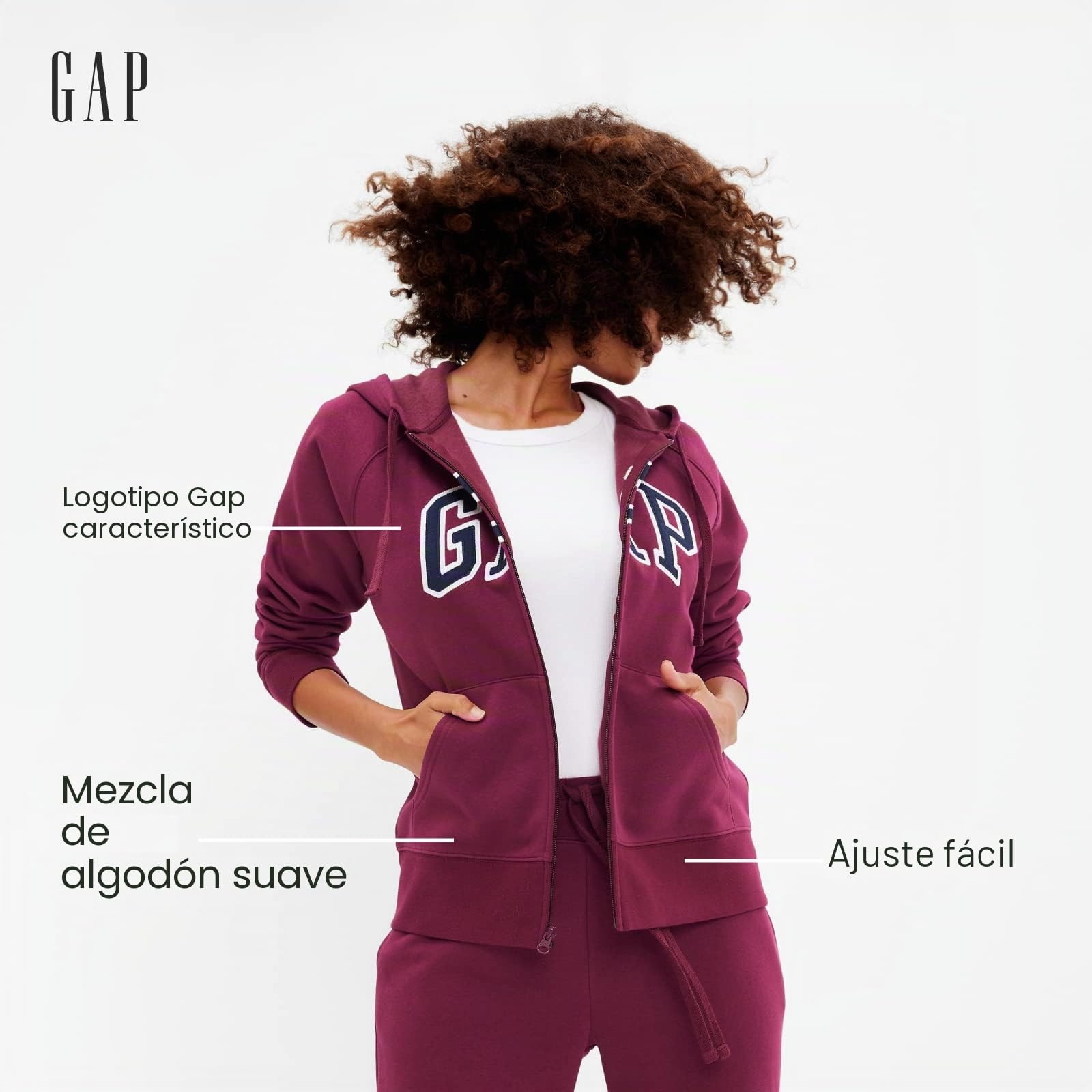 Gap Logo Hoodie Hooded Pull-on Sweatshirt Sudadera Mujer (Pack de 1)