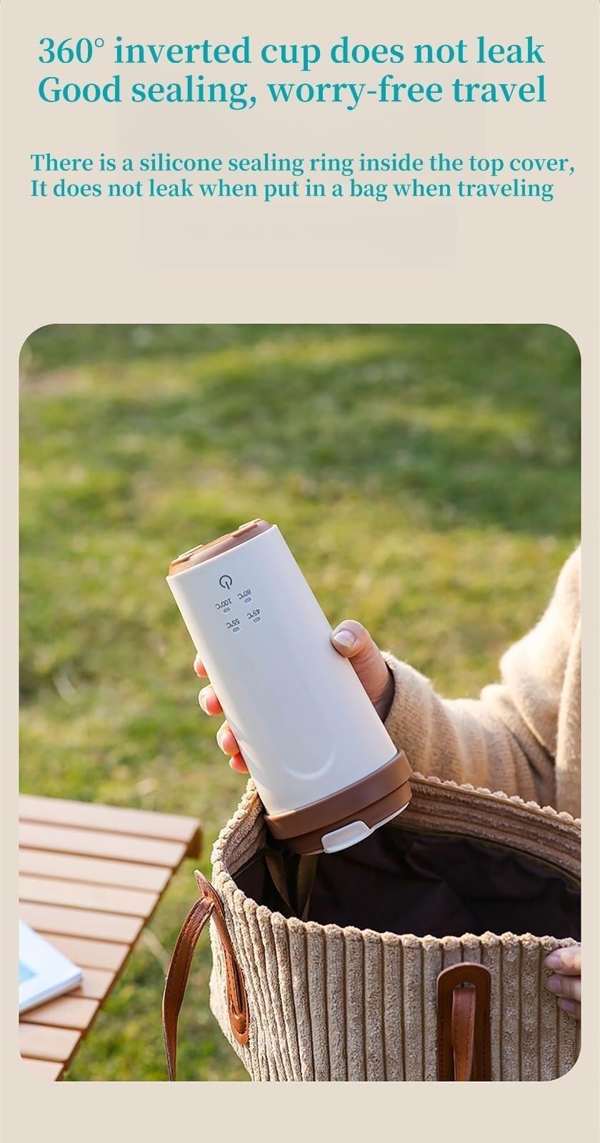 Hervidor eléctrico de viaje mini, hervidor de agua recargable de 500 ml, alimentado por USB con 4 controles de temperatura, termo para leche artificial, té y café