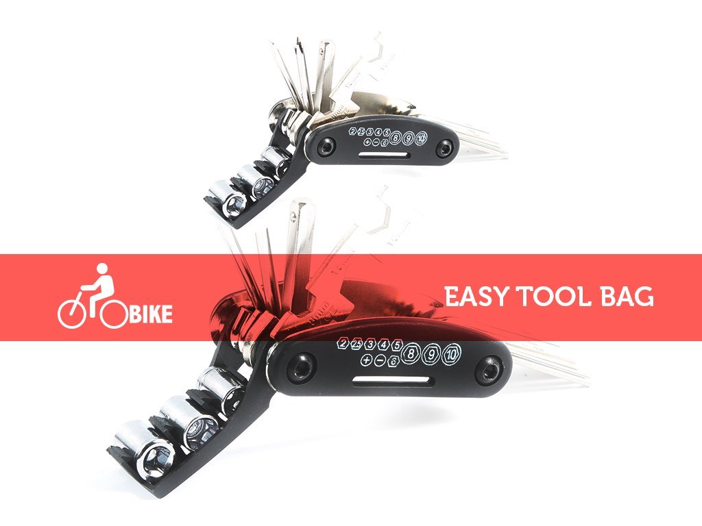 Bike Repair Mini Tool Kits Multifunction Bicycle Mini Fix Tools Bag with Tire Patch Levers (Black Mini)