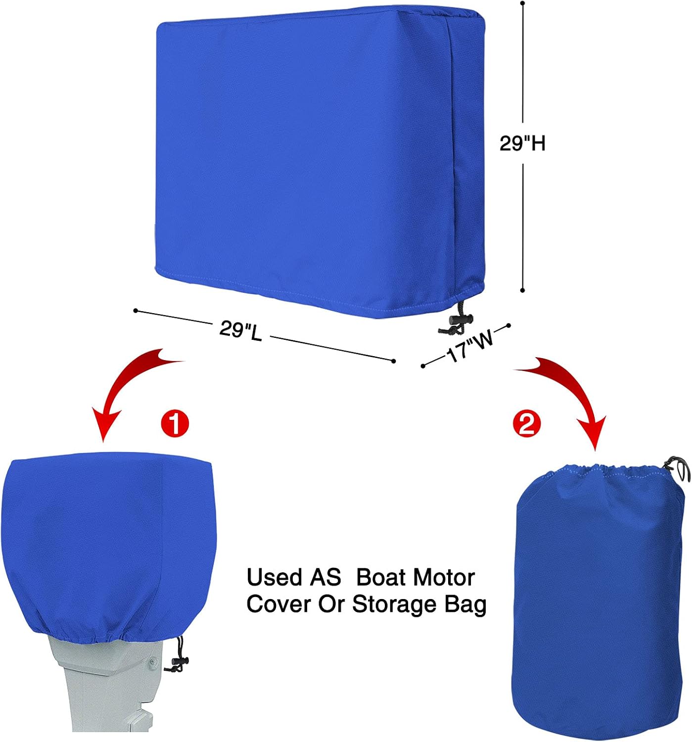 RVMasking Waterproof 800D Polyester Trailerable Full Size Boat Cover for V-Hull Runabouts Outboards and I/O Bass Boats, Motor Cover Include (Blue, Length:17'-19' Beam Width: up to 96") : Sports & Outdoors