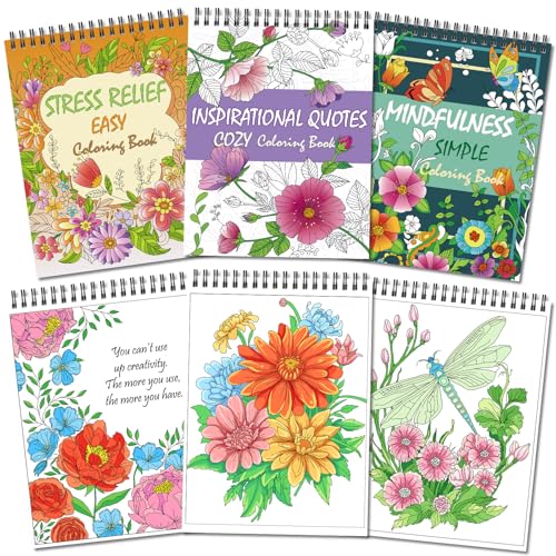 Kalysky 3 Libri da Colorare per Adulti, Facile Libro da Colorare Floreale per Adulti, Libro da Colorare Antistress per Donne