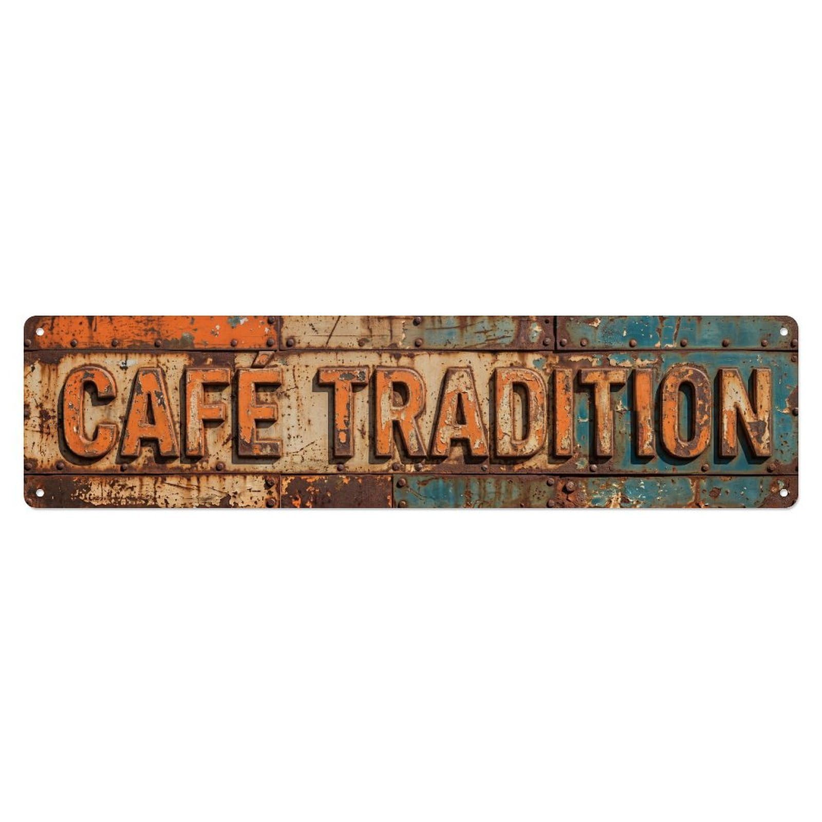 Coffee Tradition Decor Metal Tin Skinny Sign Plaque Wall Decor for Cafe, Club Bar, Office, Home Garden Metal Poster 4x16Inch