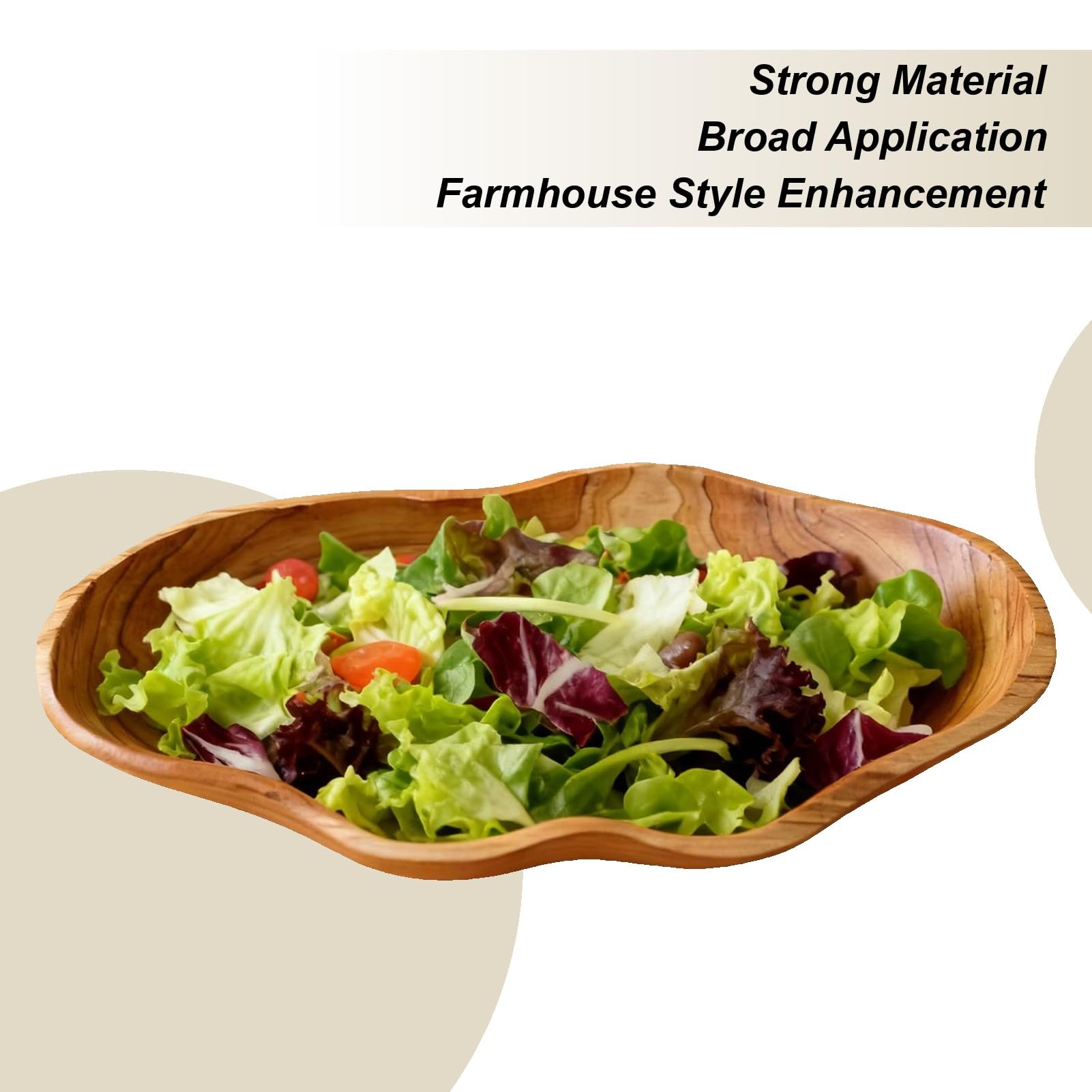 Frutero Madera Ensaladera de madera, plato fruta Natural, 15,7x7x2,3 pulgadas, cuenco decorativo for servir ensalada, for dulces, postres, mesa aperitivos, cocina
