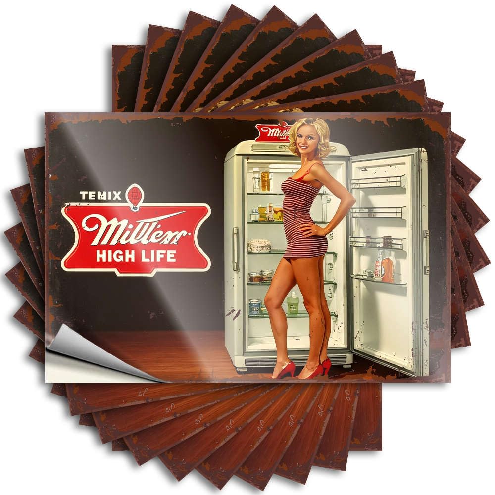 Stuff for Room Helmet Lettering Sticker | Miller High Life Refrigerator. Snarky Durable Vinyl Sticker Easy Apply for Comfort(8X12CM)