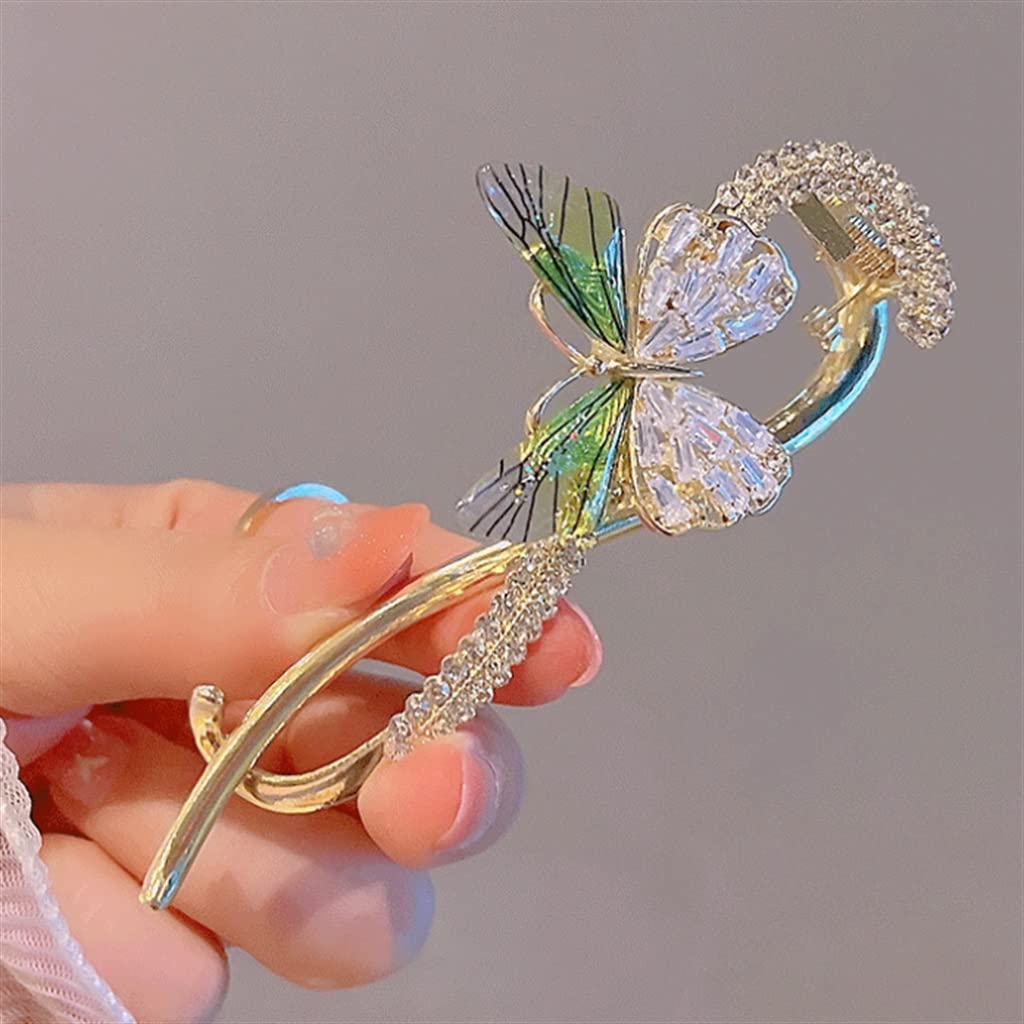 HBJWOV Green Buckle a Clip Female Hair Card Plate Grip Back of the