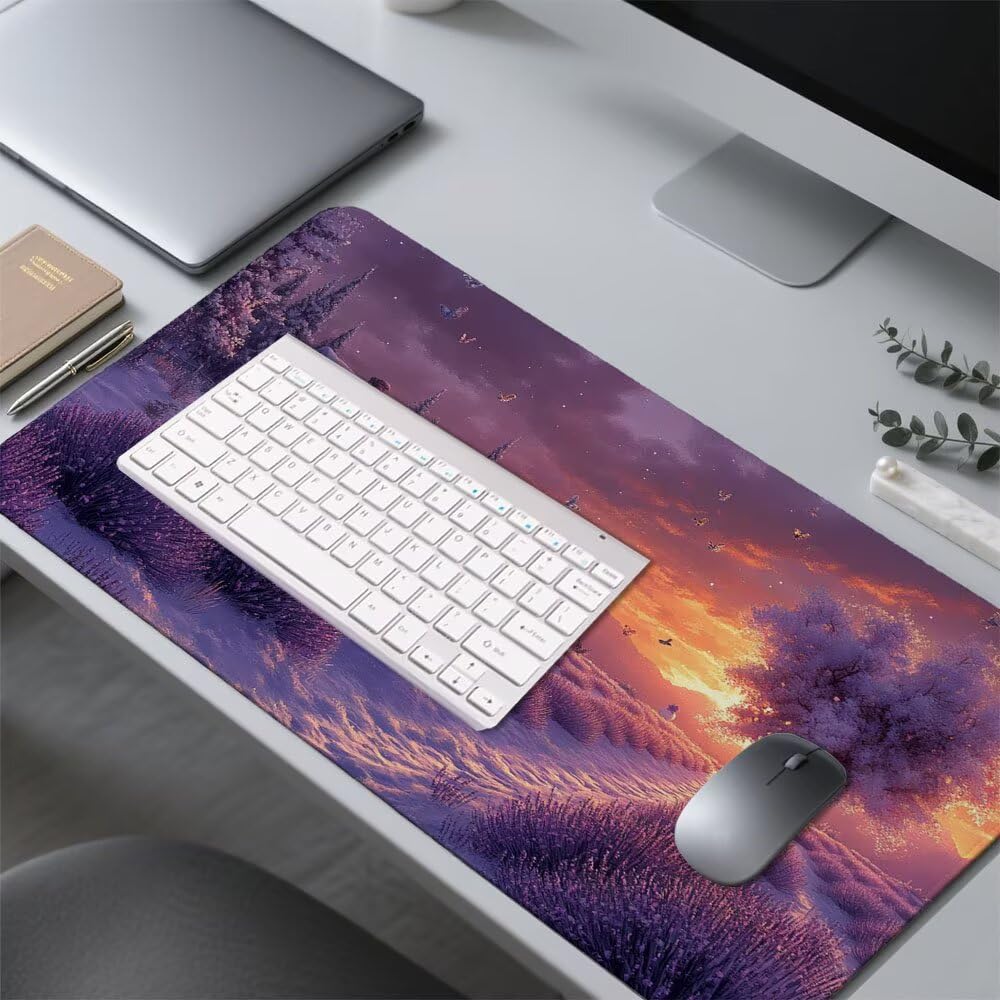 Tappetino Scrivania viola, Tappetino Gaming 1000x500x3mm Mouse Pad Vista, Antiscivolo Tappeto Mouse, Accessori Gaming, Ufficio Accessori, Migliora la Precisione e la Velocità, per Ufficio e Casa f-479
