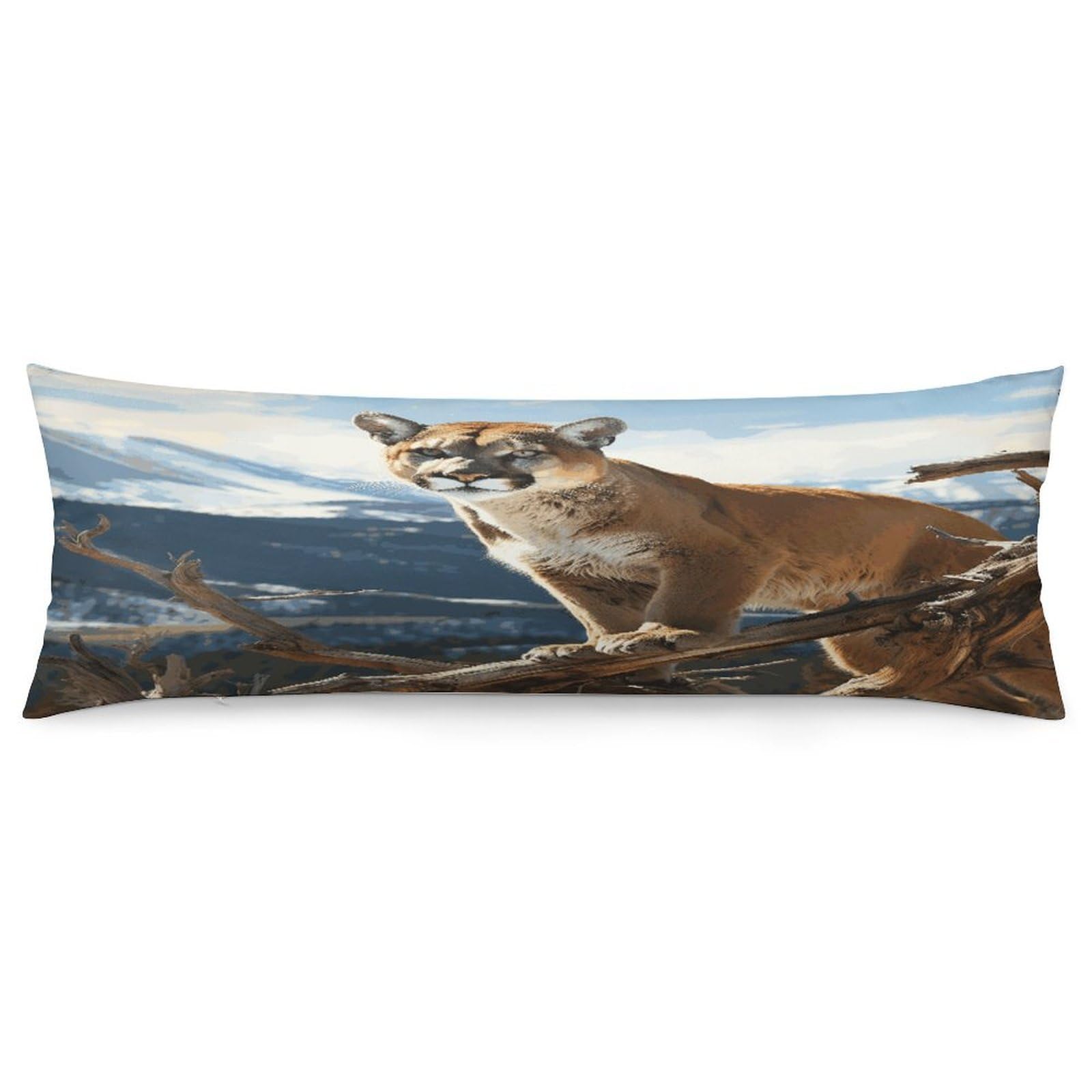Panther Mountain Lion Body Pillowcase Soft Breathable Full Long Pillow Cover 20x54 Inches Polyester Pillow Case with Hidden Zipper Closure for Bedroom Home Decorations
