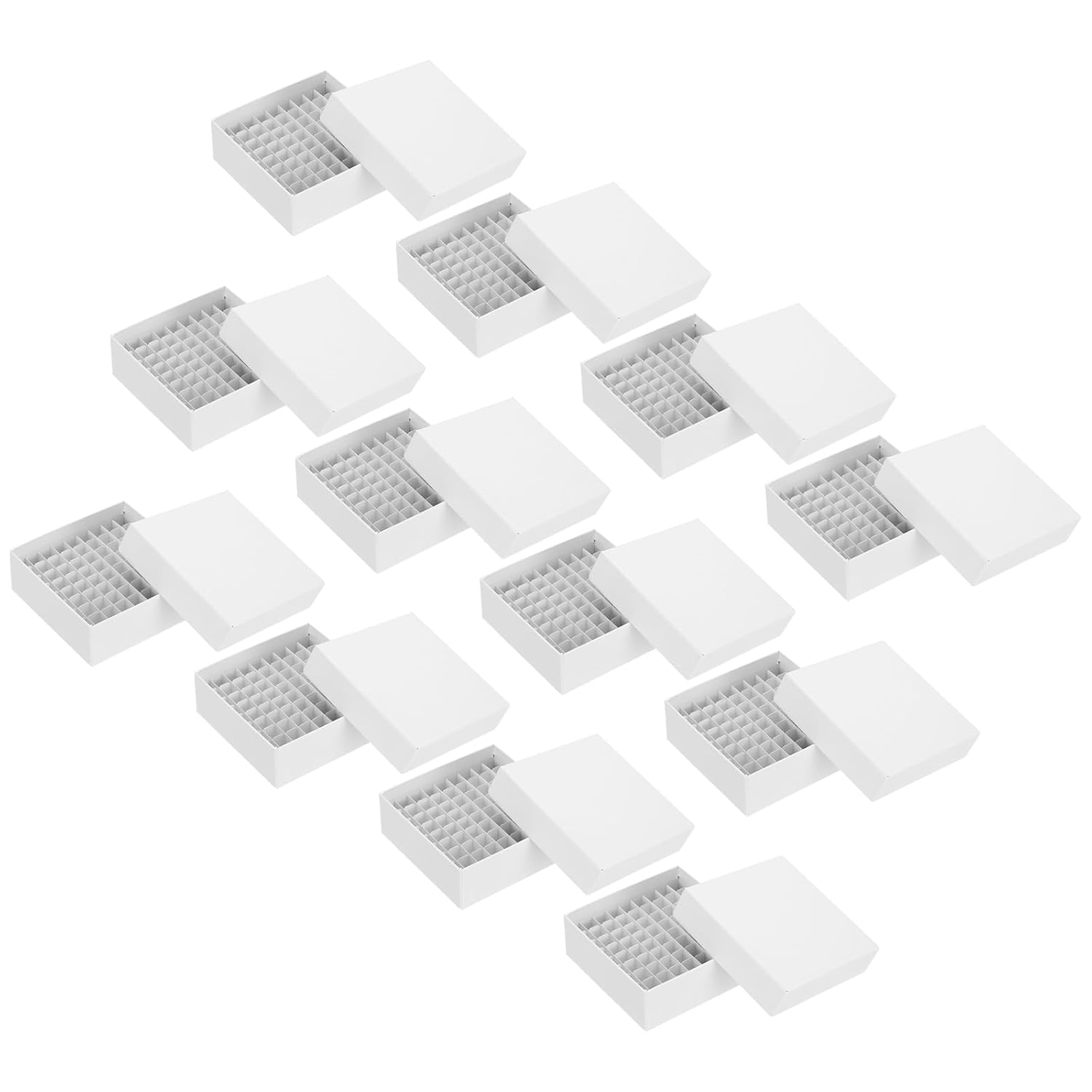 PATIKIL 81 Well Centrifuge Tube Freezer Storage Box, 12 Pcs Waterproof Cardboard Tube Rack for 0.5ml, 1.5ml, 1.8ml, 2ml Tubes Vials Samples, White