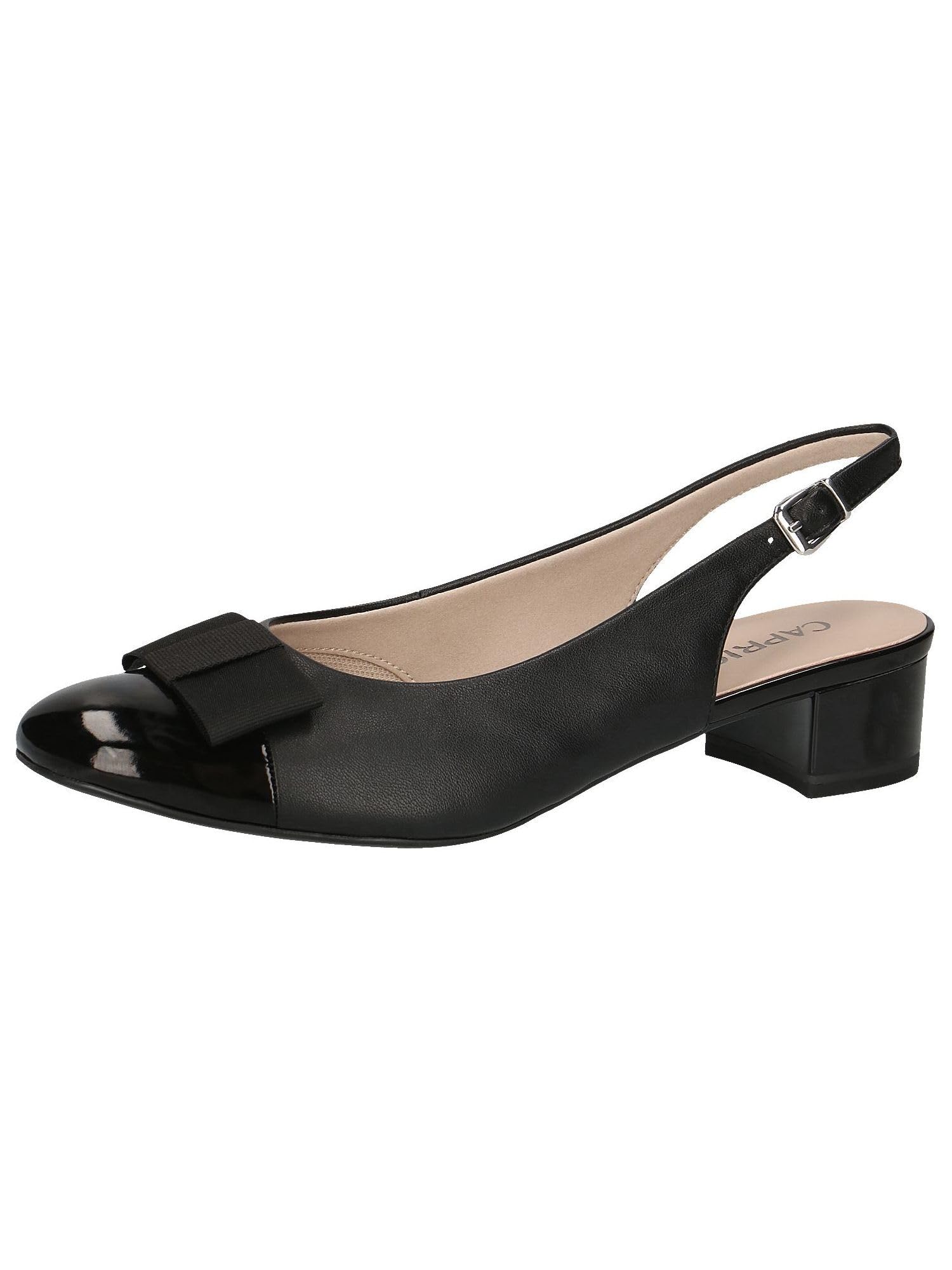 CAPRICE Women Slingback Pumps Bow Elegant, Black (Black Comb), 8 UK
