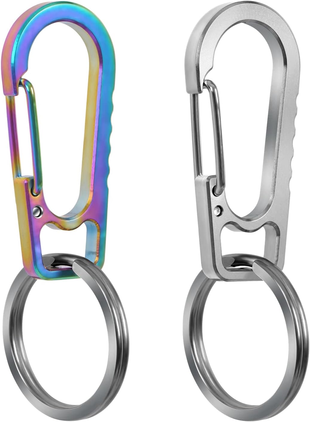 PPFISH Titanium Heavy Duty Carabiner Keychain, EDC Quick Release Hooks with Titanium Key Ring Set for Men Women