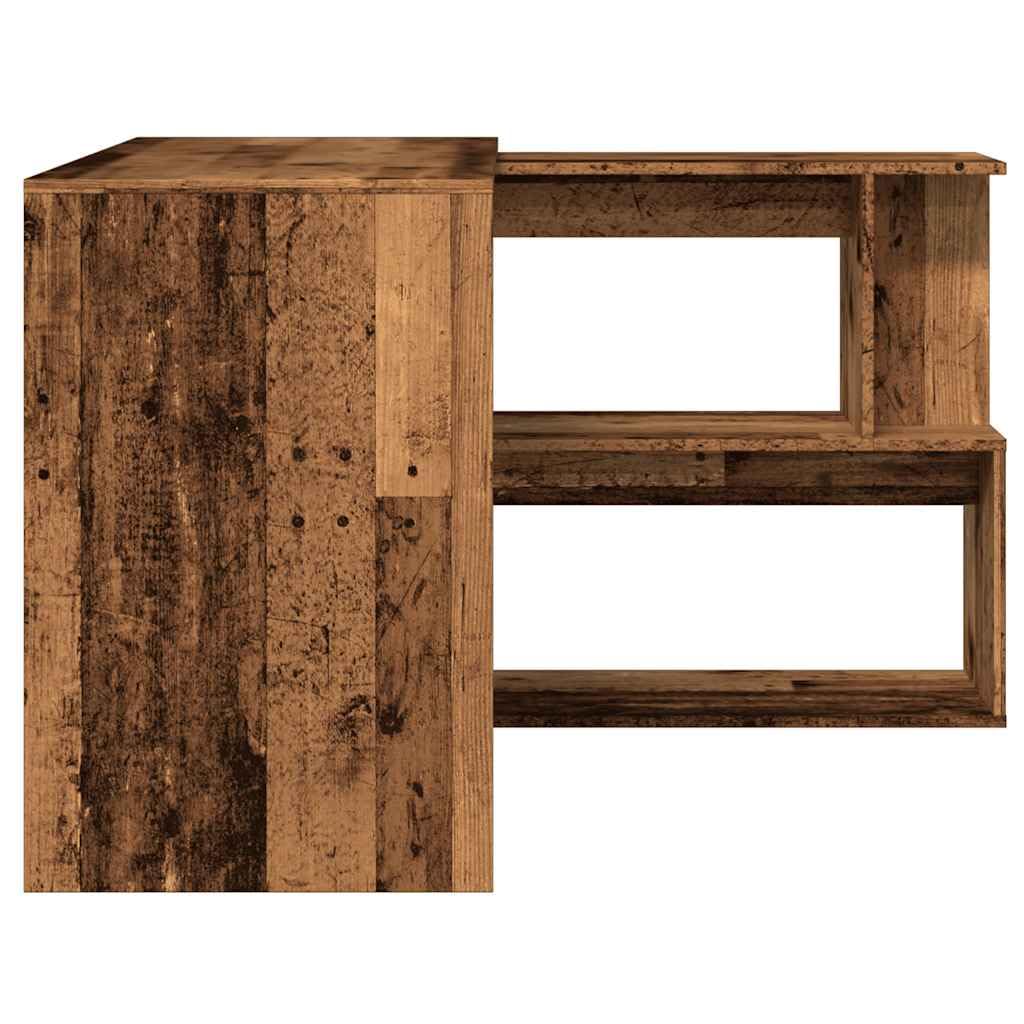 Scrivania angolare in legno vecchio, 200,5 x 50 x 76 cm, girevole e salvaspazio, robusto con spazio di archiviazione, per casa, ufficio, giochi