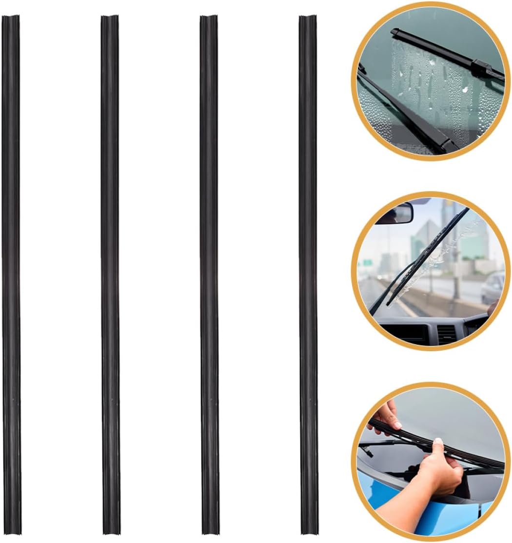 MAGICLULU 4Pcs Windshield Wiper Rubber Strip Replacement Flexible Wiper Blade Refills for All Car Models Easy Installation Durable Weather Resistant Material