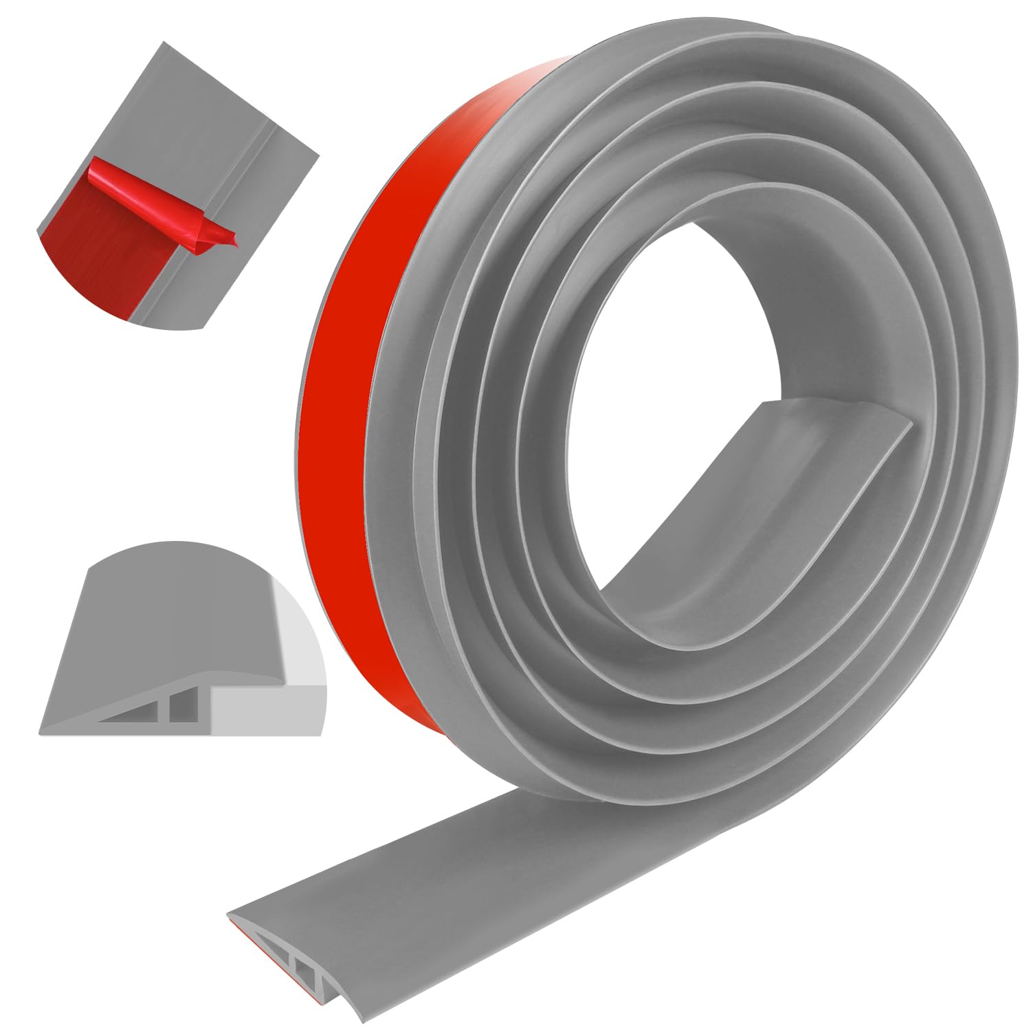 Photo 1 of 10FT Vinyl Floor Transition Strip Self Adhesive, Carpet to Tile Overlap Edging Trim Strip, Peel and Stick Flexible Floor Divider Threshold Strip for Doorways Height Less Than 15mm (10FT, Gray)