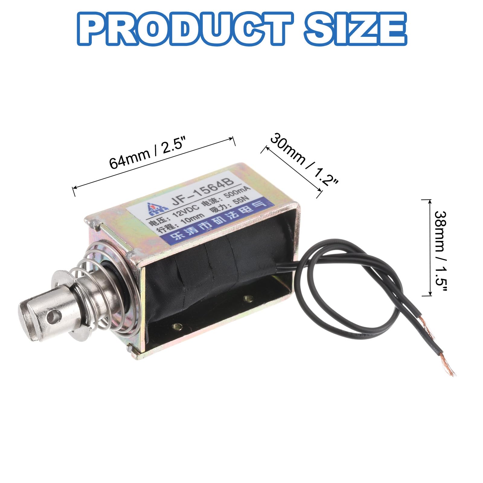 QUARKZMAN DC 12 V 0,5 A Solenoid elektromagnes typu ciągnięcia 55N 10 mm skok elektromagnetyczny siłownik otwarta rama, ruch liniowy JF-1564B magnes elektromagnes