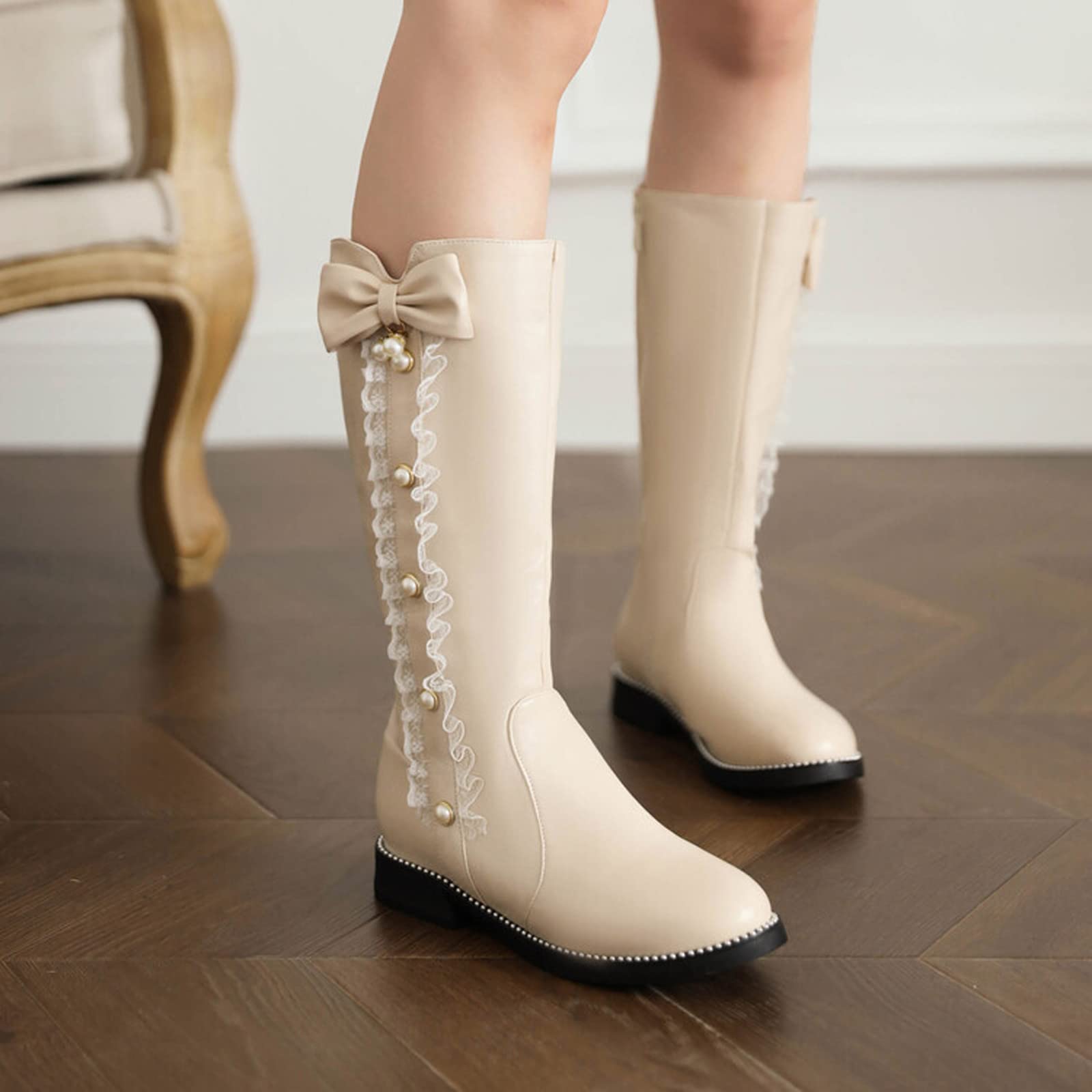 Generico Stivali Di Gomma Donna Moda Pelle Antiscivolo Per Laterale E Lacci Con Motivo Stampato Metà Polpaccio Stivali Wellington Stivaletti Da Donna Pelle Antiscivolo Per Leggero Scarpe