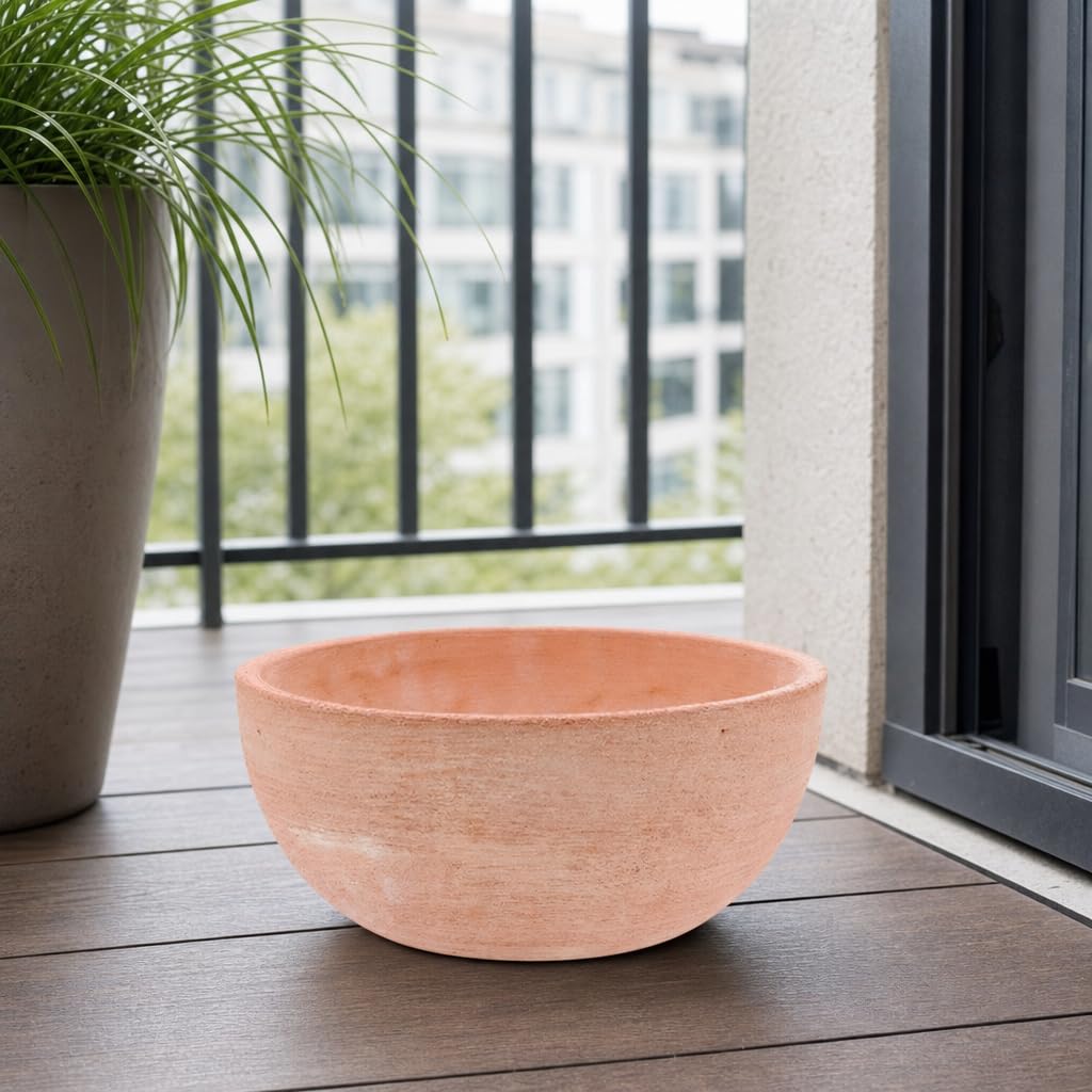 Palatina Werkstatt Pot de fleurs moderne en terre cuite – Bac à plantes rond de 29 cm ou Ø 50 cm – Pot de fleurs décoratif pour terrasse, jardin, balcon et salon (50 cm de diamètre)