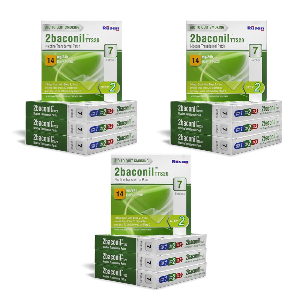 Rusan 2baconil Nicotine Transdermal 14mg/24h (Step 1) | Pack of 12 | 84 Patches | Helps to Quit Smoking | Three Month Nicotine Replacement Therapy Plan-image-20