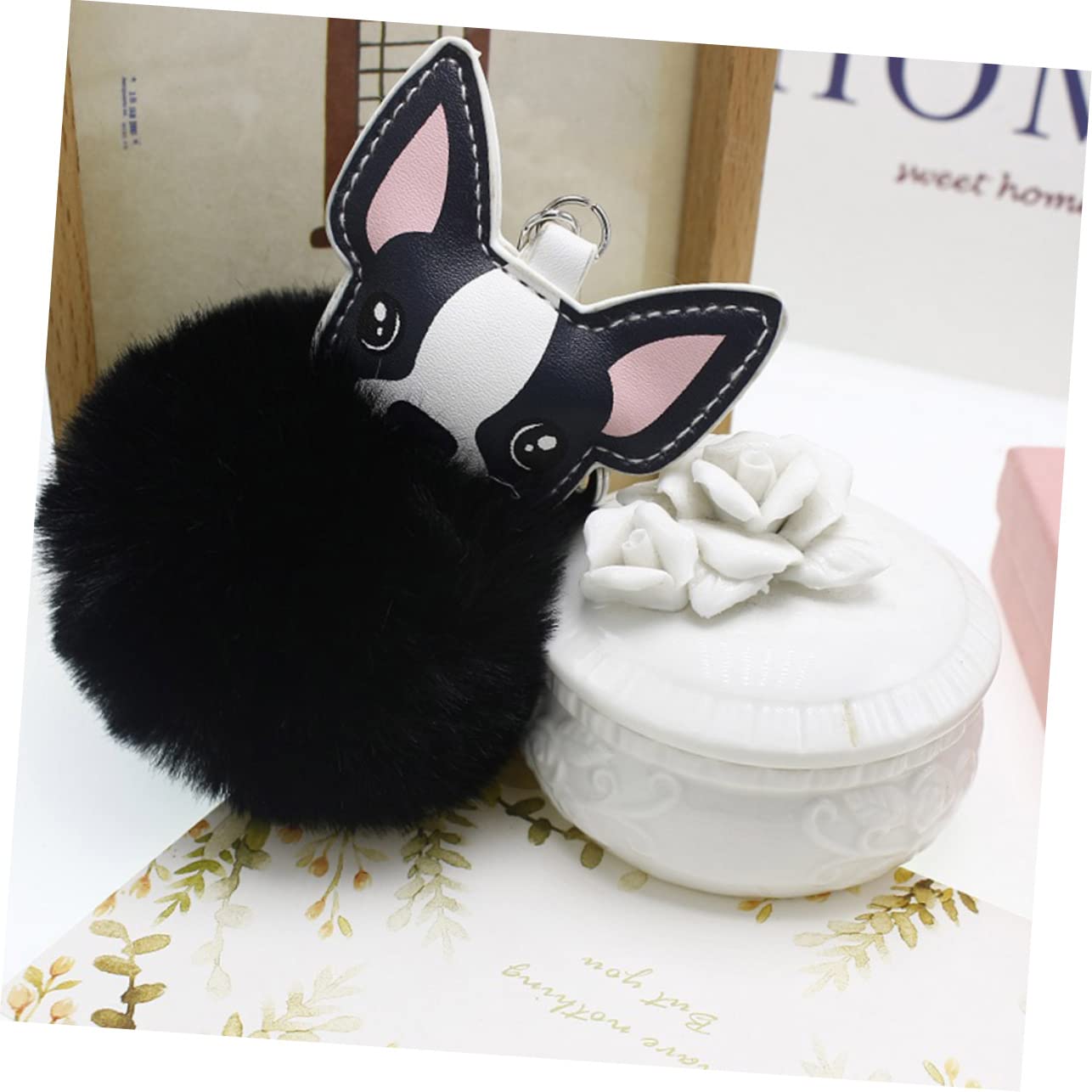 VALICLUD 6piezas Colgantes De Pelo Pom Pom Para Llaveros Decoración De Mochilas y Bolsos Perro y Unicornio