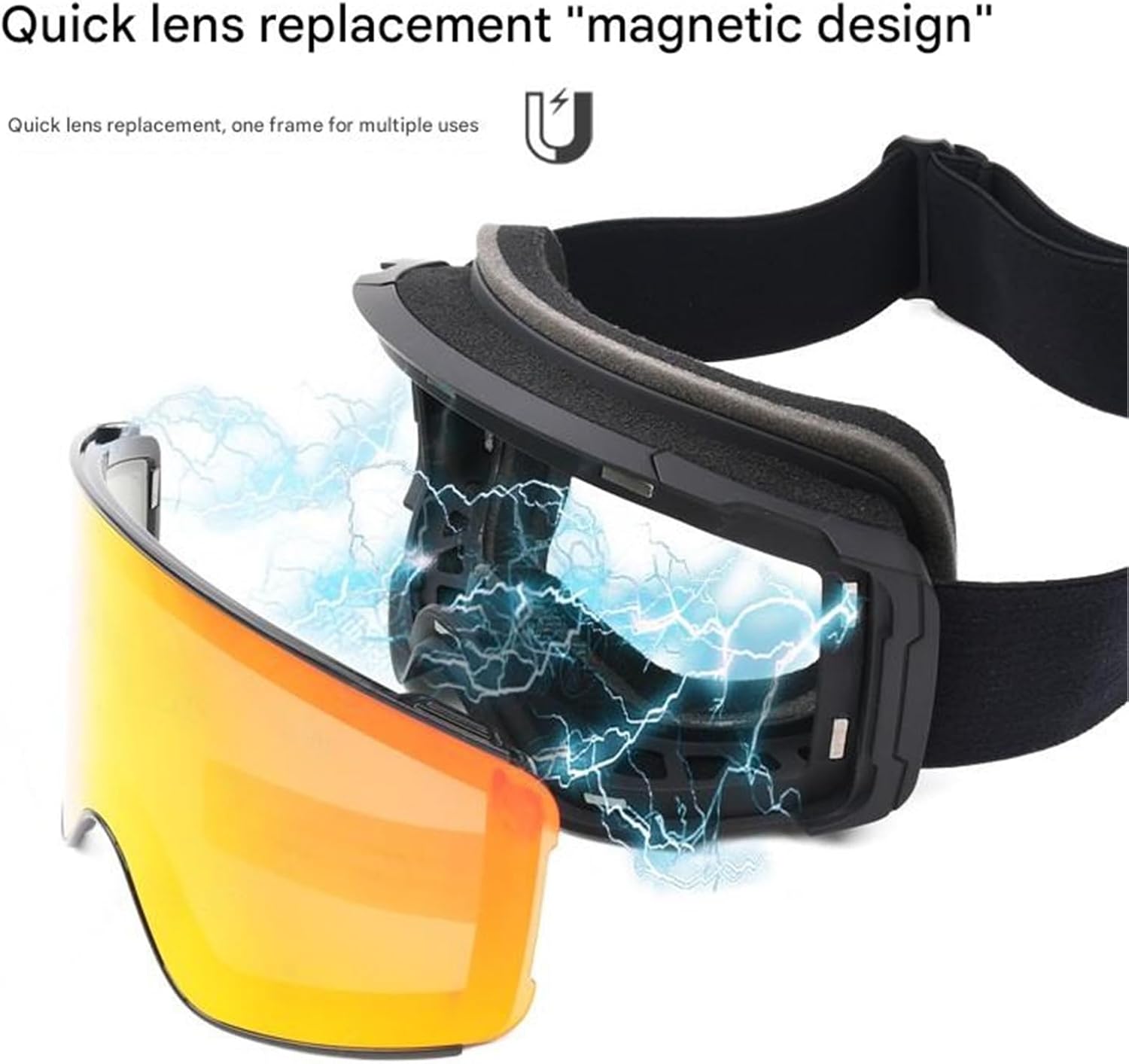 Magnetic Cylindrical Ski Goggles - Double-layer Anti-fog Snow Goggles with Removable Lenses, Ski Goggles