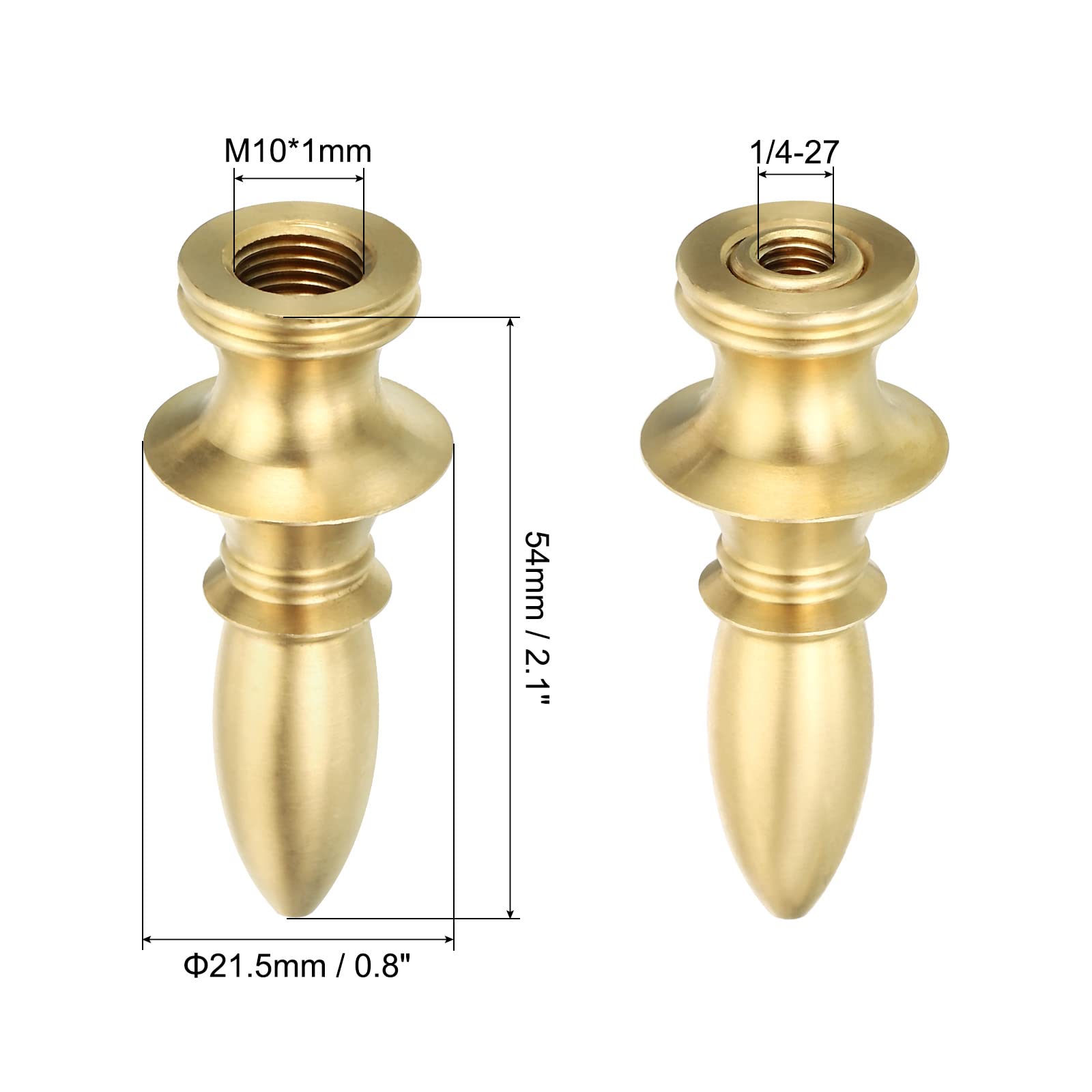 PATIKIL 2.1" Tall Brass Lamp Finials Cap Knob, 2 Set, 1/4-27 Thread, Brass Material - Image 2