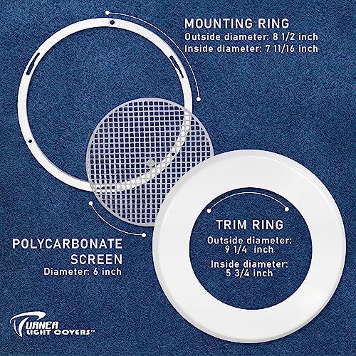 Recessed Light Cover Kit for Indoor and Outdoor Ceiling - Replacement Kit for Canned Lighting Fixtures, and LED Retrofit Downlights, Includes Mounting Ring, Trim Plate, and Screen, Paintable - Single