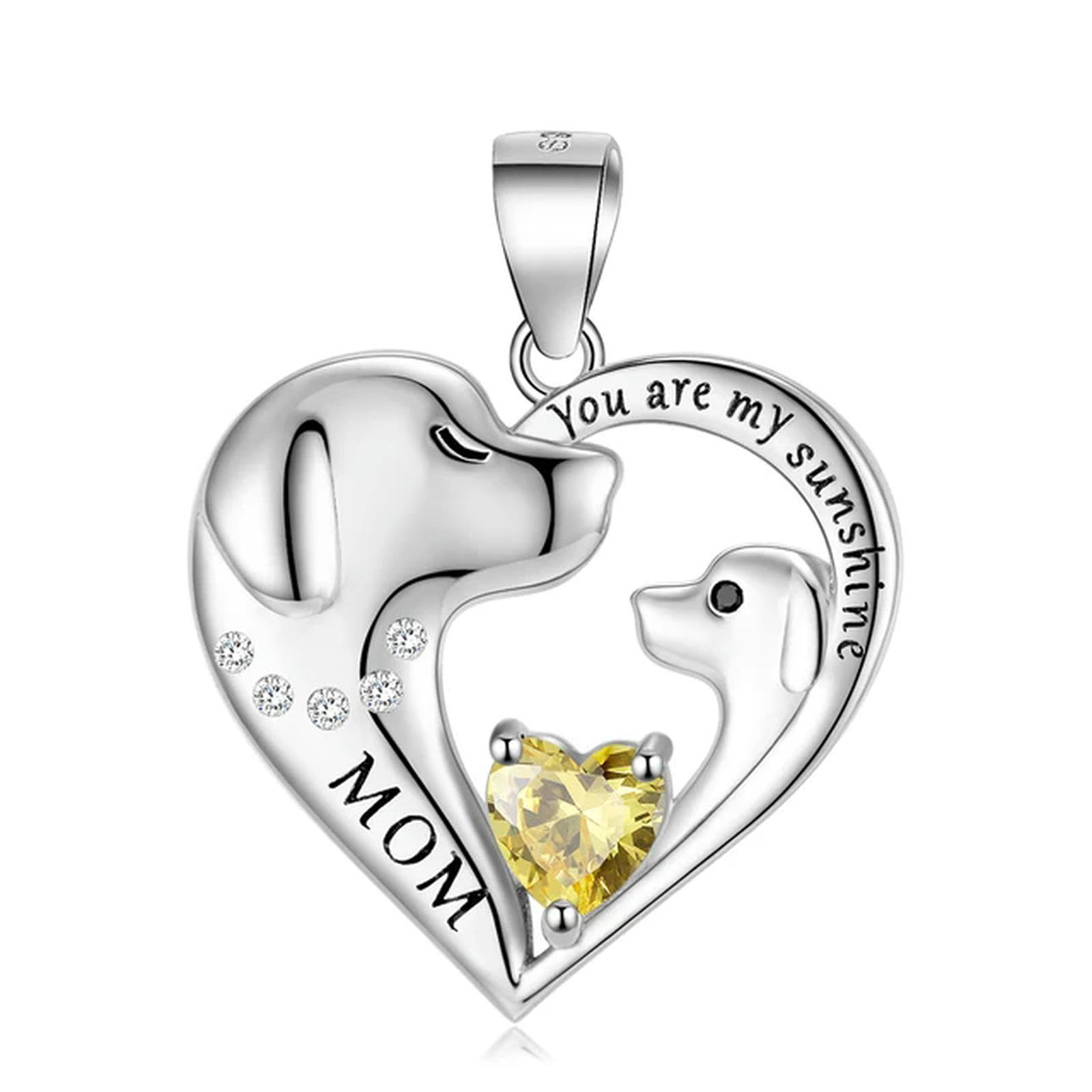 925 Sterling Silver You Are My Sunshine Necklace Mom Heart Dog Necklace Chain 12 Birthstone For Women Jewelry