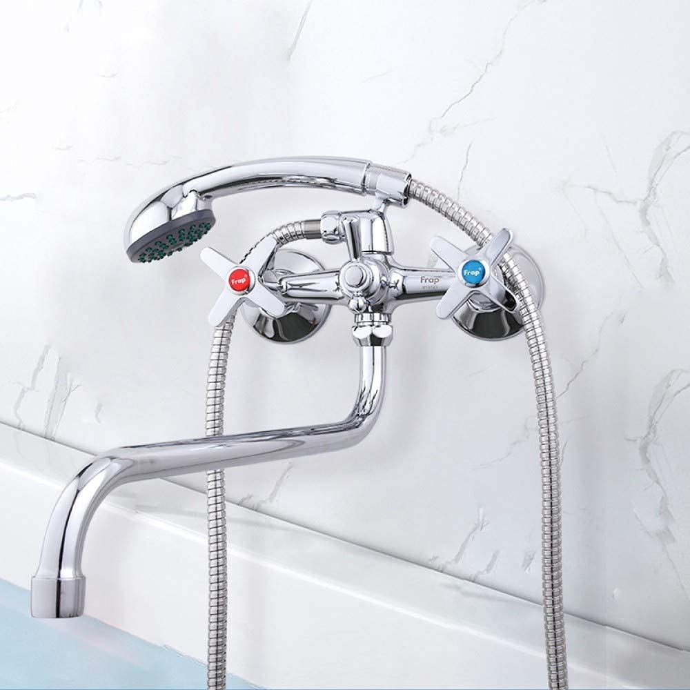 Robinet de baignoire chrome mélangeur mural eau chaude froide en laiton durable