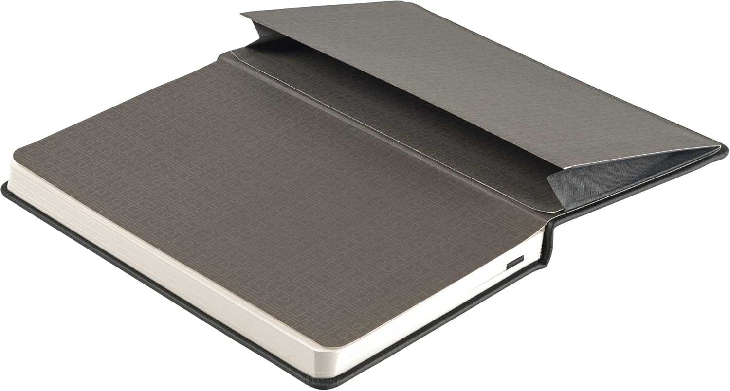 Leather Notebook, Writing Journal, Full Grain Leather, Narrow Ruled Paper, Notebooks for Work & School, Midnight Black (8.4" x 5.4”)